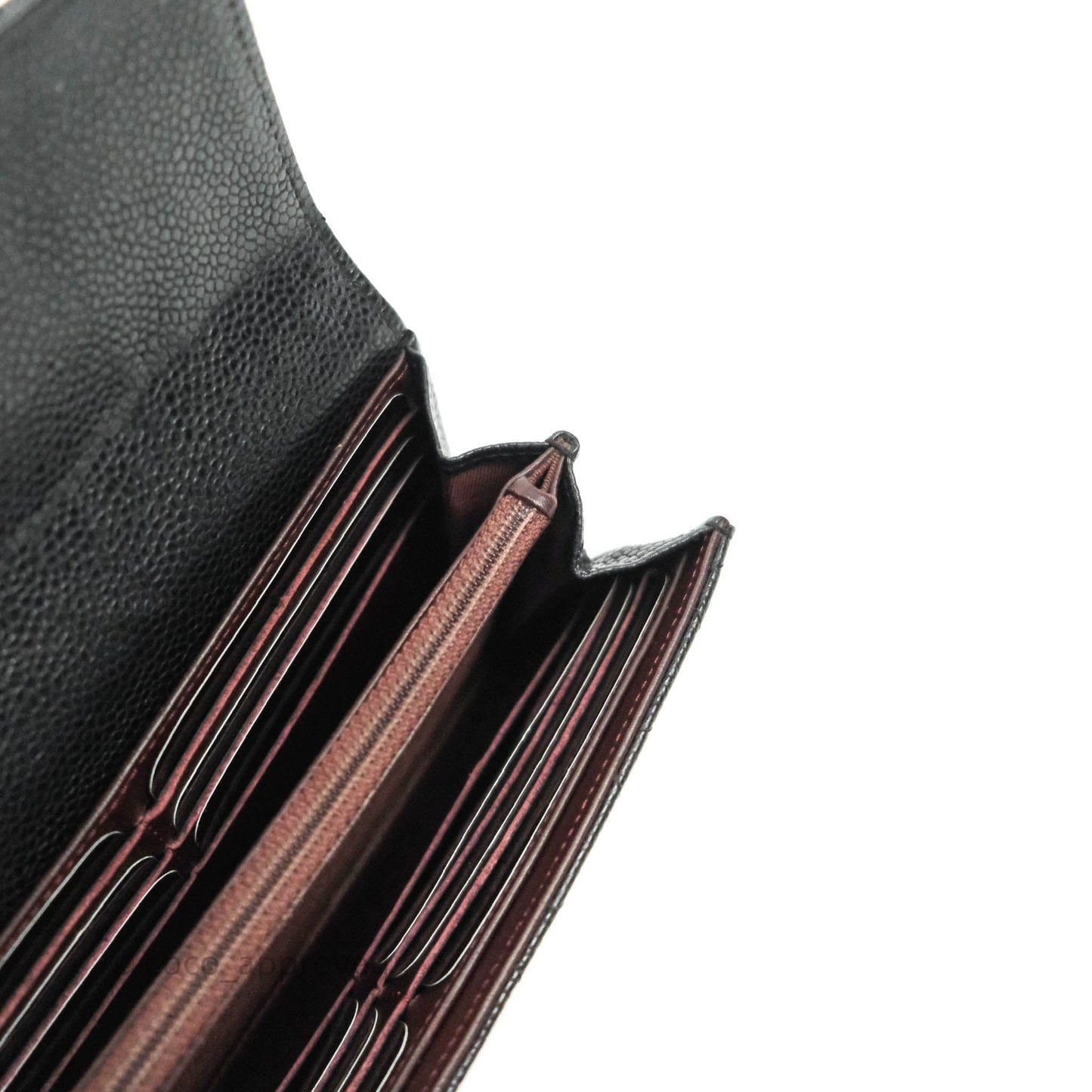 Chanel Quilted Long Wallet Black Caviar Gold Hardware