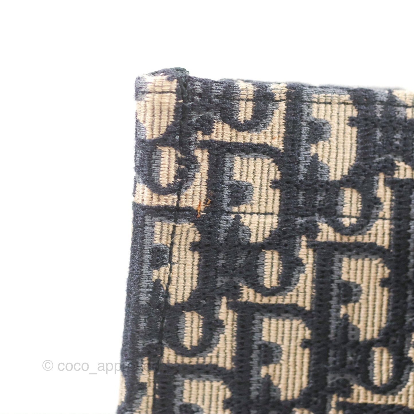 Christian Dior Medium (Old Small) Dior Navy Oblique Embroidery Canvas Book Tote