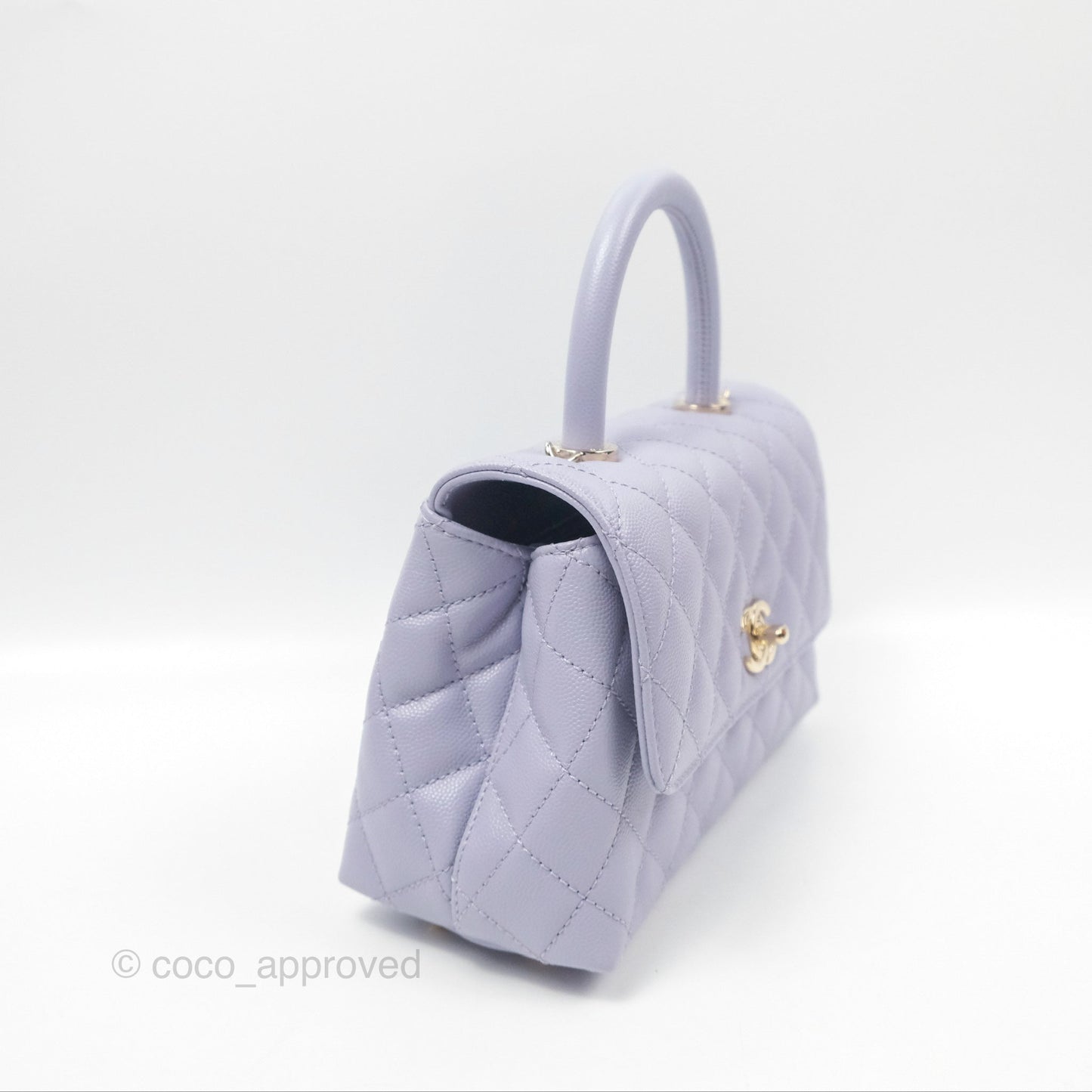 Chanel Small Coco Handle Lilac Caviar Gold Hardware