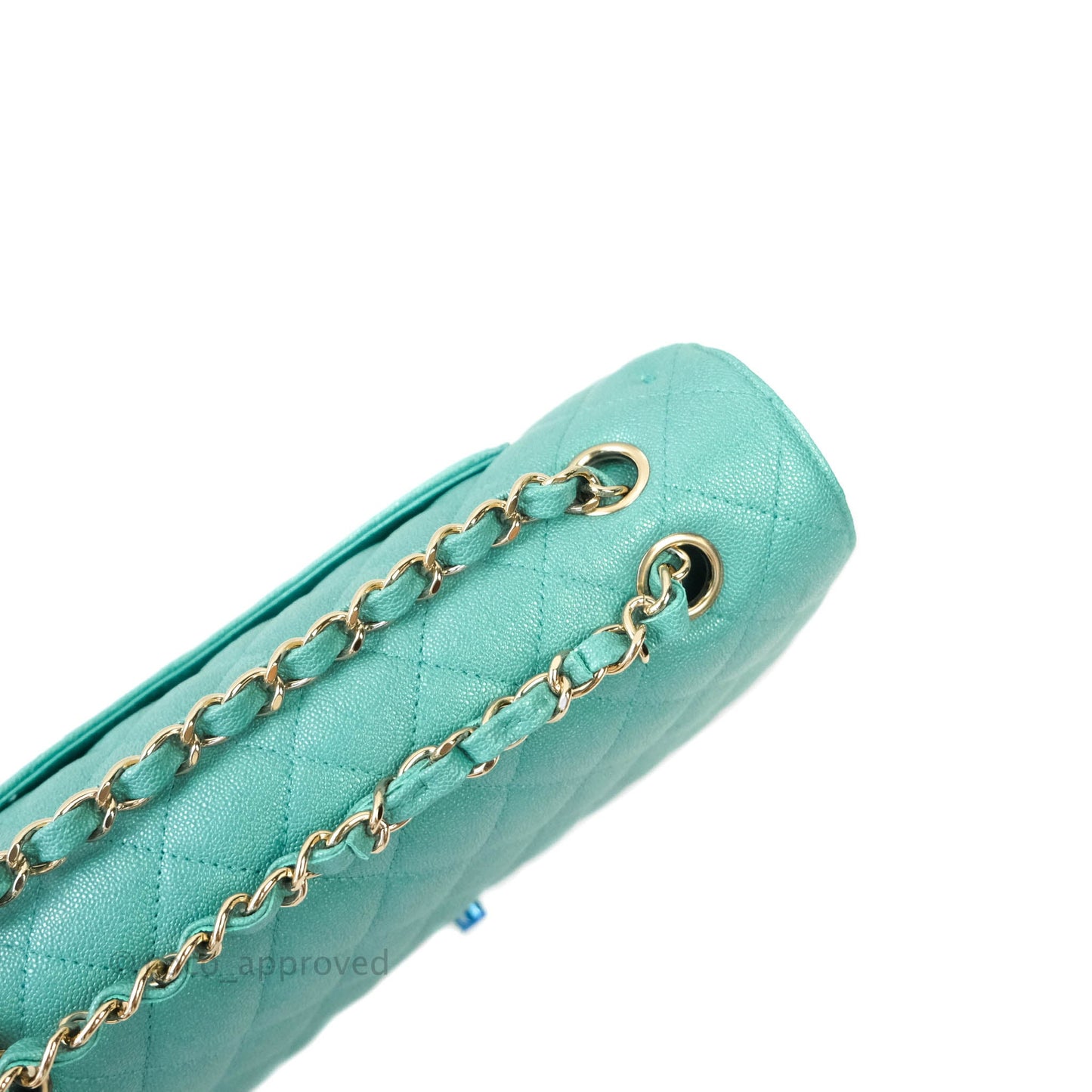 Chanel Classic M/L Medium Double Flap Iridescent Turquoise Caviar Gold Hardware 19S