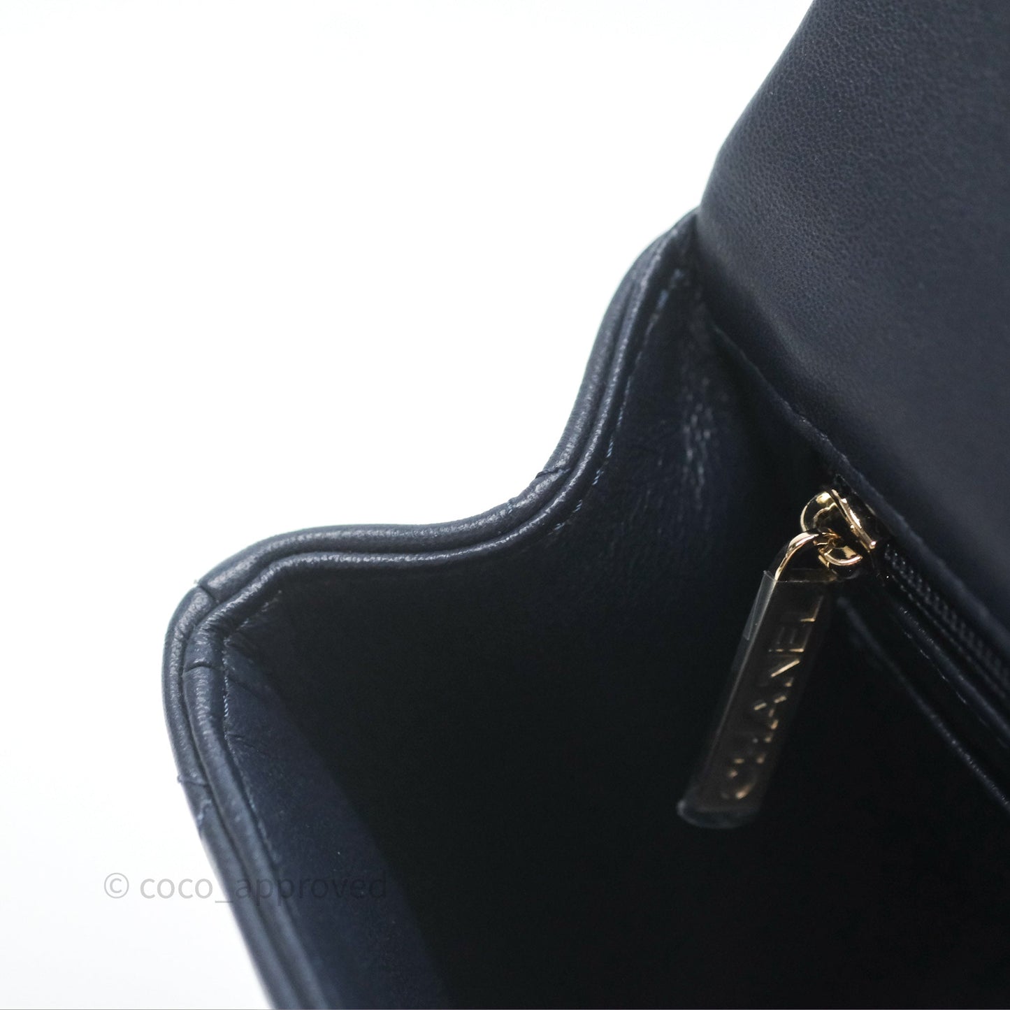 Chanel Top Handle Mini Rectangular Flap Bag Navy Lambskin Gold Hardware