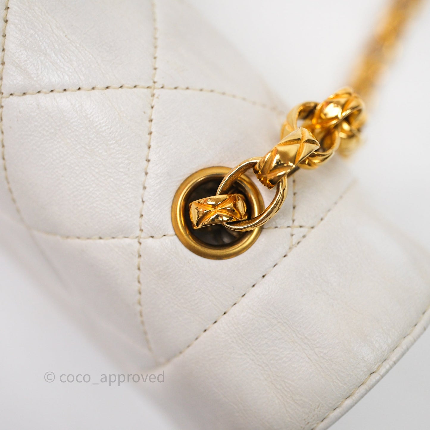 Chanel Vintage Mini Bijoux Chain Flap Bag White Gold Hardware