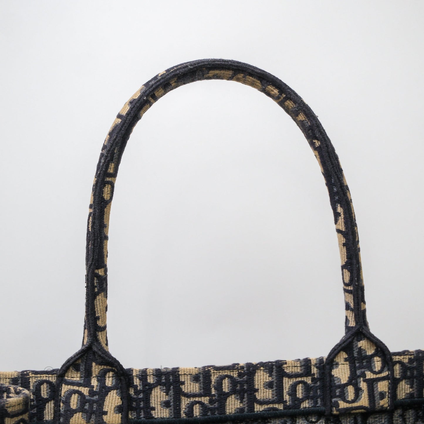 Christian Dior Medium Blue (Old Small) Dior Oblique Embroidery Canvas Book Tote