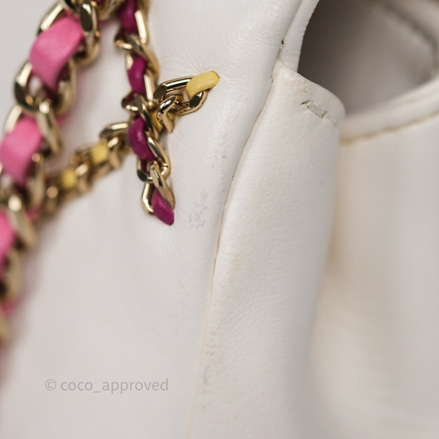 Chanel Small Entwined Chain Flap White Lambskin Gold Hardware