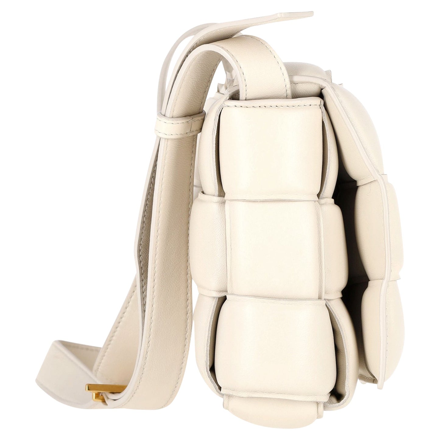 Luxury Bottega Veneta Padded Cassette Bag in White Lambskin Leather
