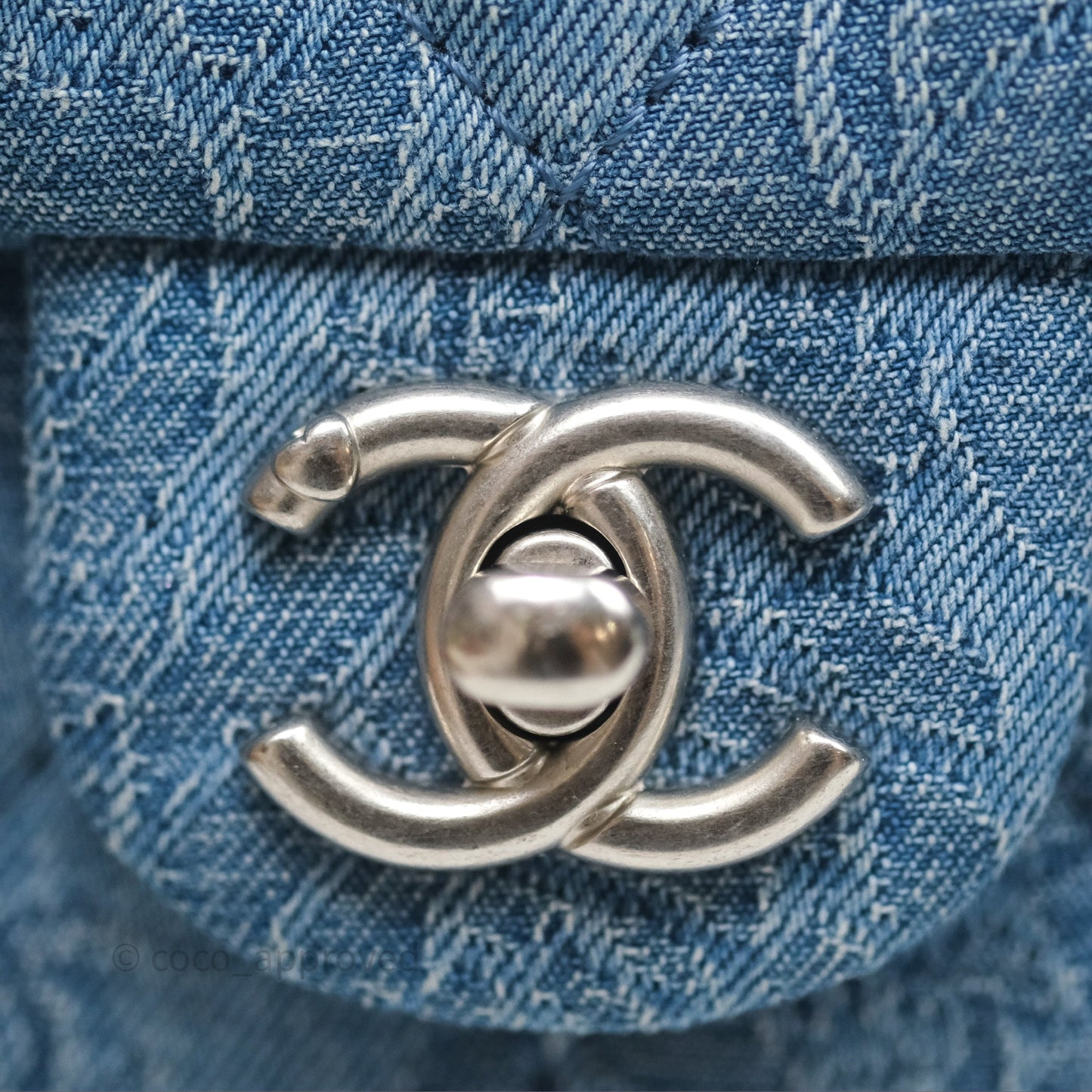 Chanel Quilted Camellia Printed Heart Crush Mini Flap Bag Blue Denim Aged Silver Hardware