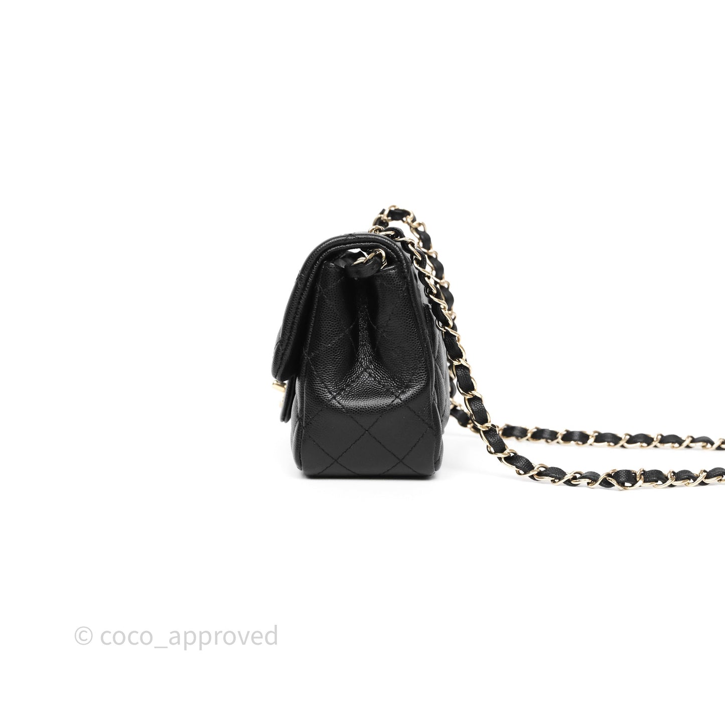 Chanel Mini Square Black Caviar Gold Hardware