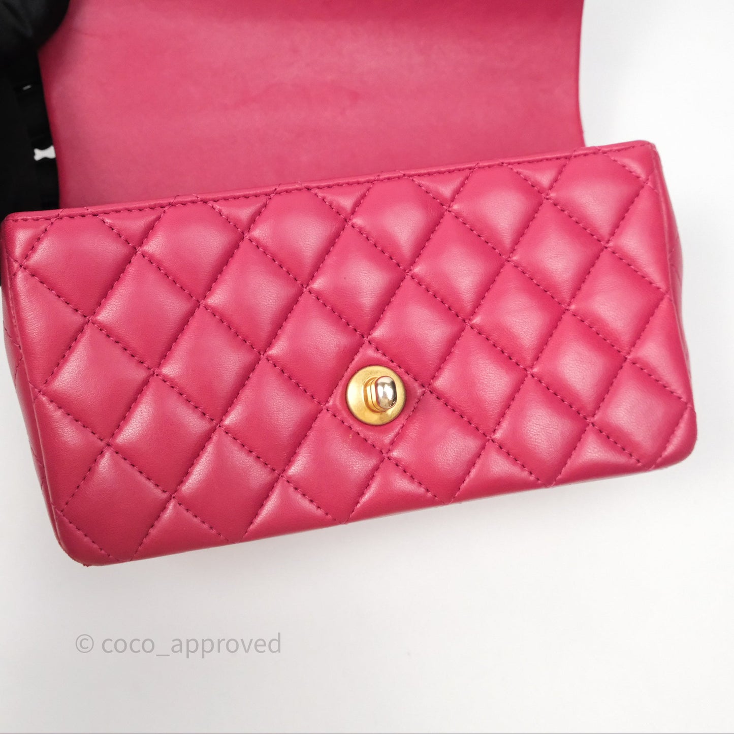 Chanel Top Handle Mini Rectangular Flap Red Lambskin Aged Gold Hardware