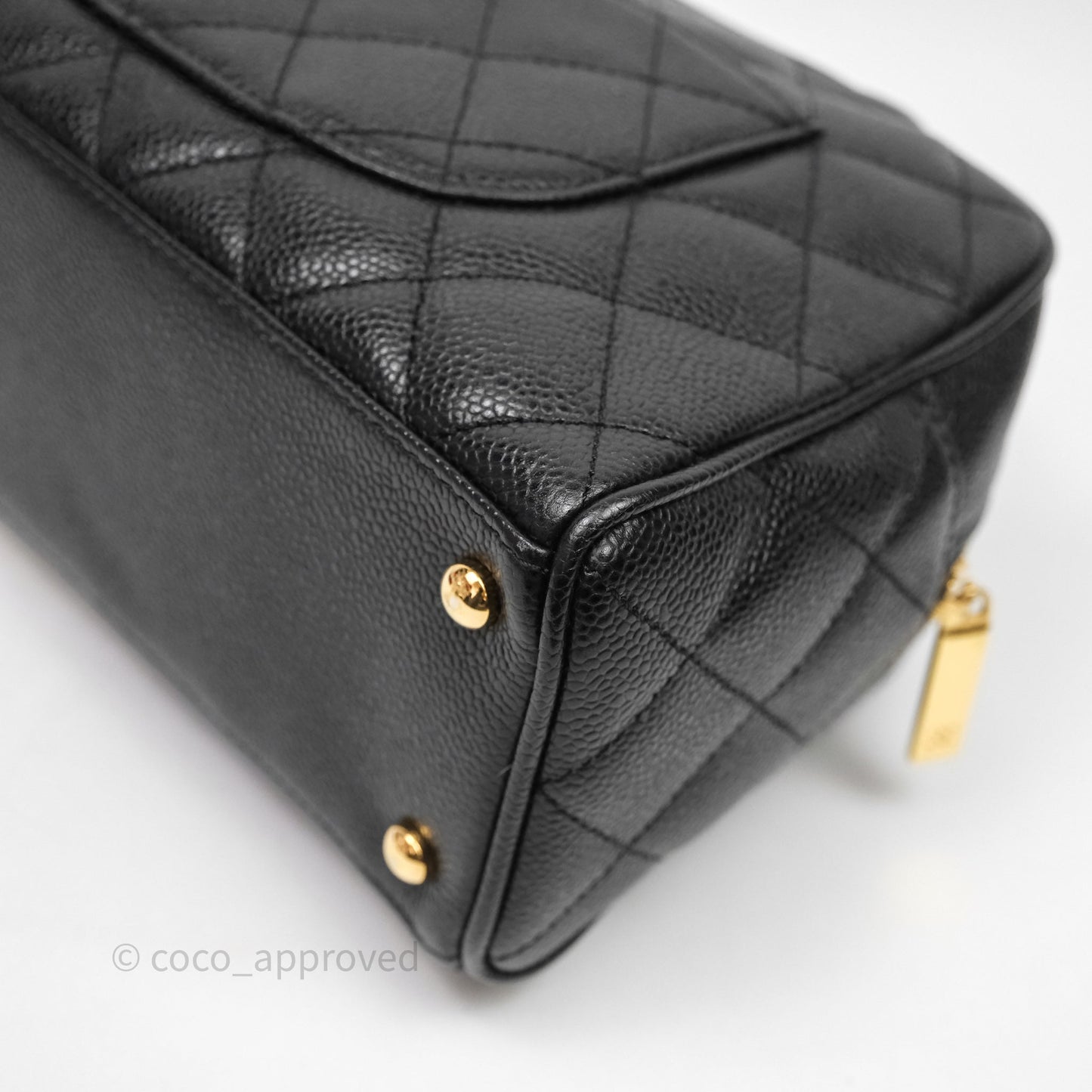 Chanel Vintage Mini CC Boston Bag Black Caviar Gold Hardware