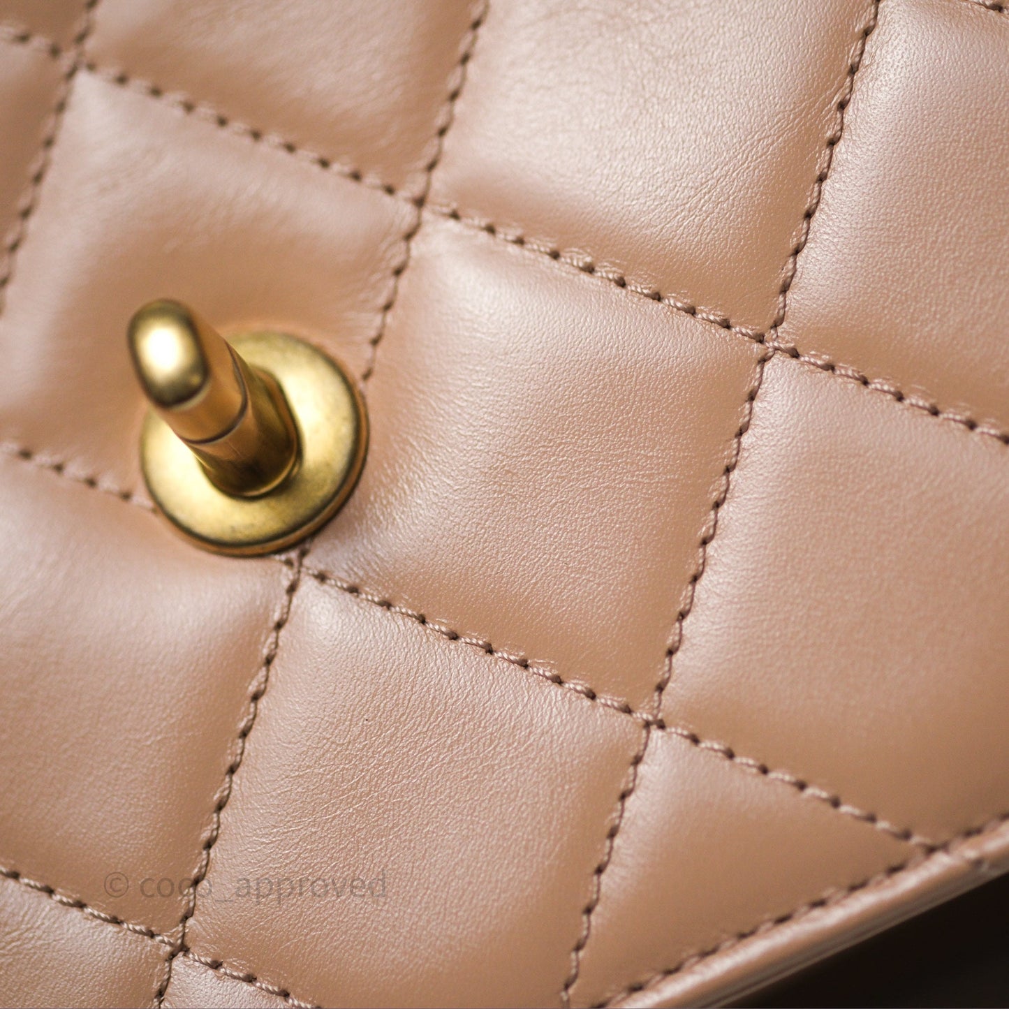 Chanel Quilted Small Perfect Fit Adjustable Beige Calfskin Gold Hardware 21A