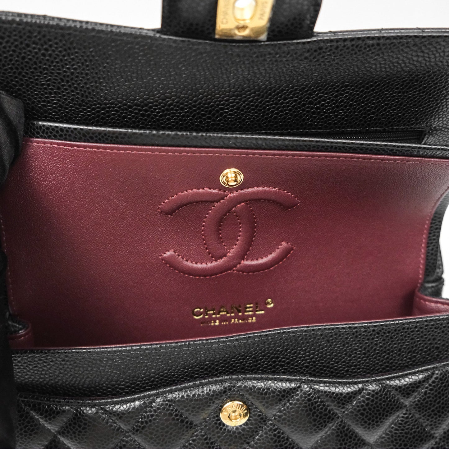 Chanel Small Classic Flap Quilted Black Caviar Gold Hardware