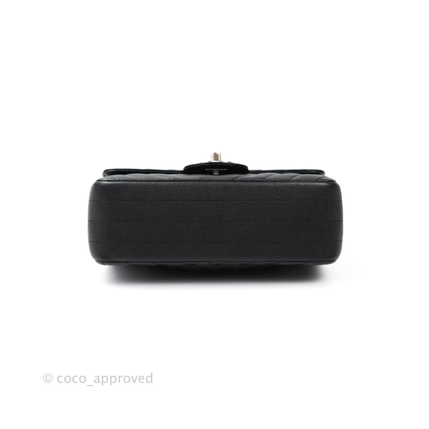 Chanel Mini Rectangular Chevron Caviar Black Silver Hardware