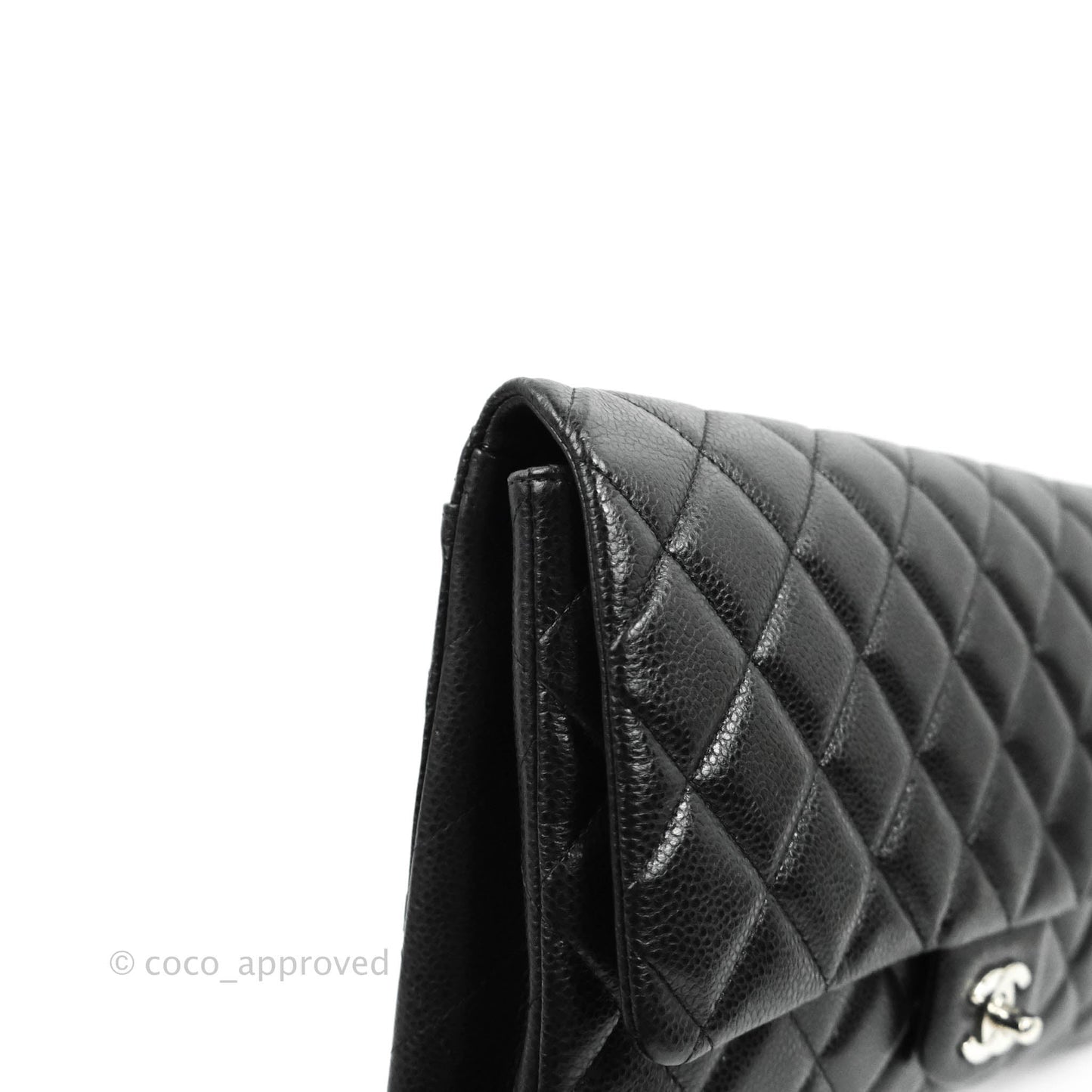 Chanel Quilted Clutch with Chain Caviar Black Silver Hardware