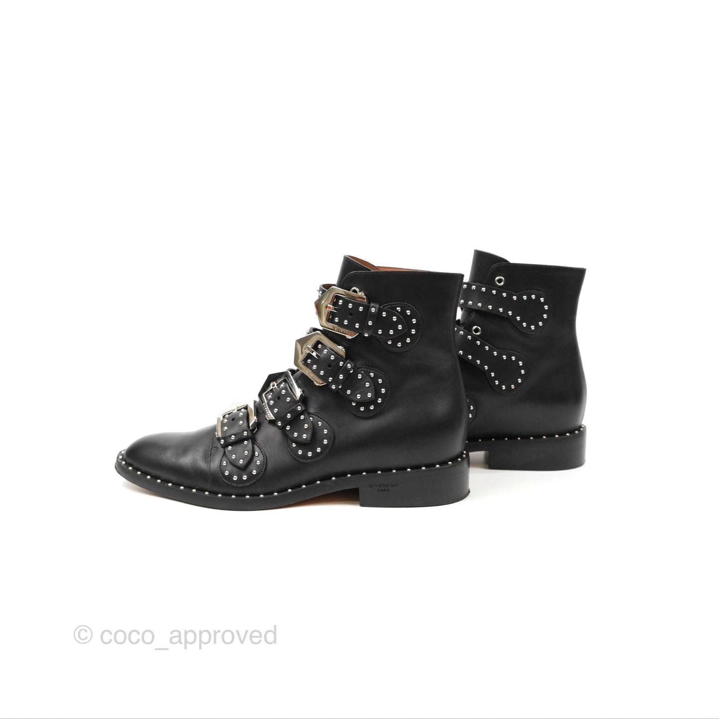 Givenchy Studded Buckle Ankle Boots Black Size 37