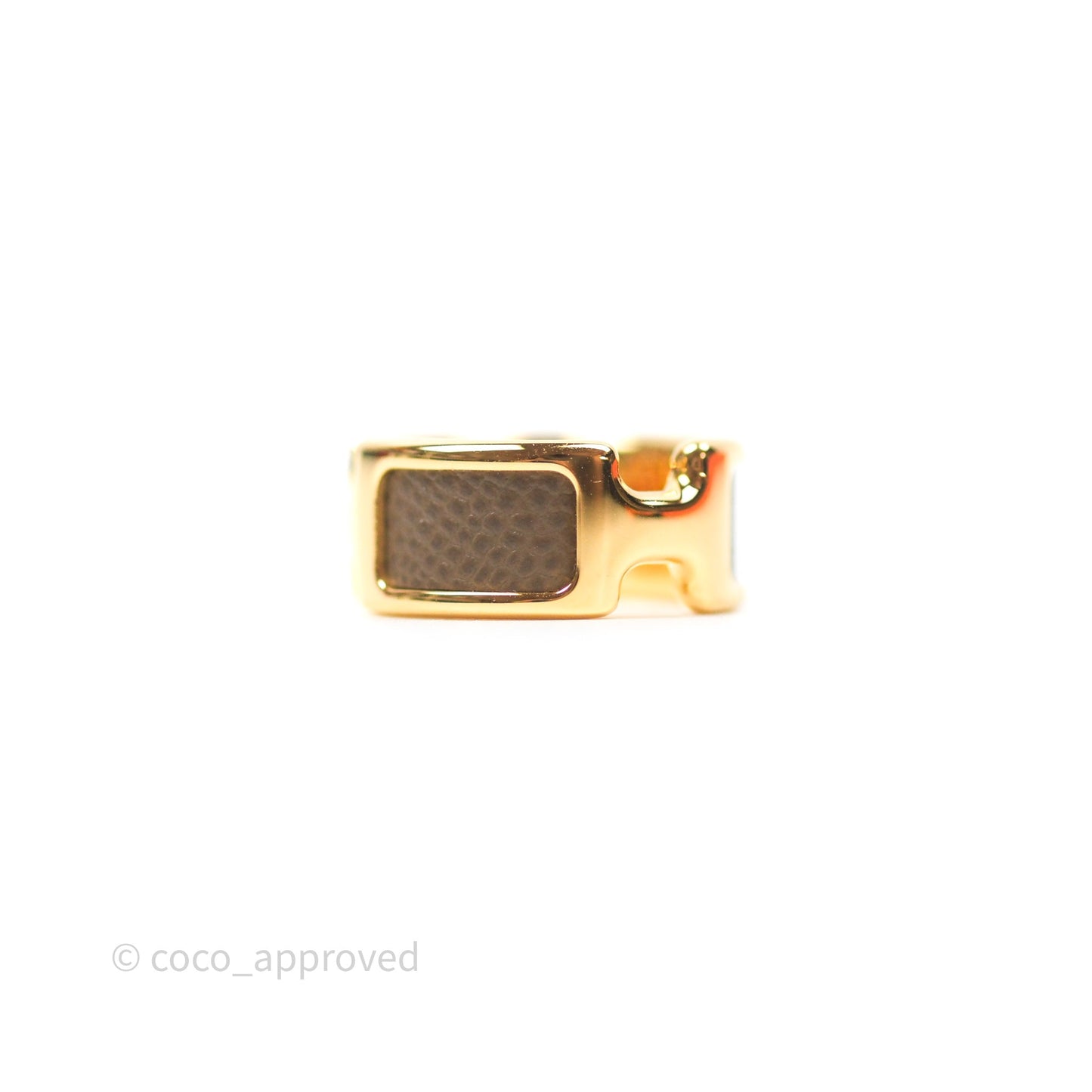 Hermès Olympe Ring Small Model Etoupe 18 Epsom Gold Hardware
