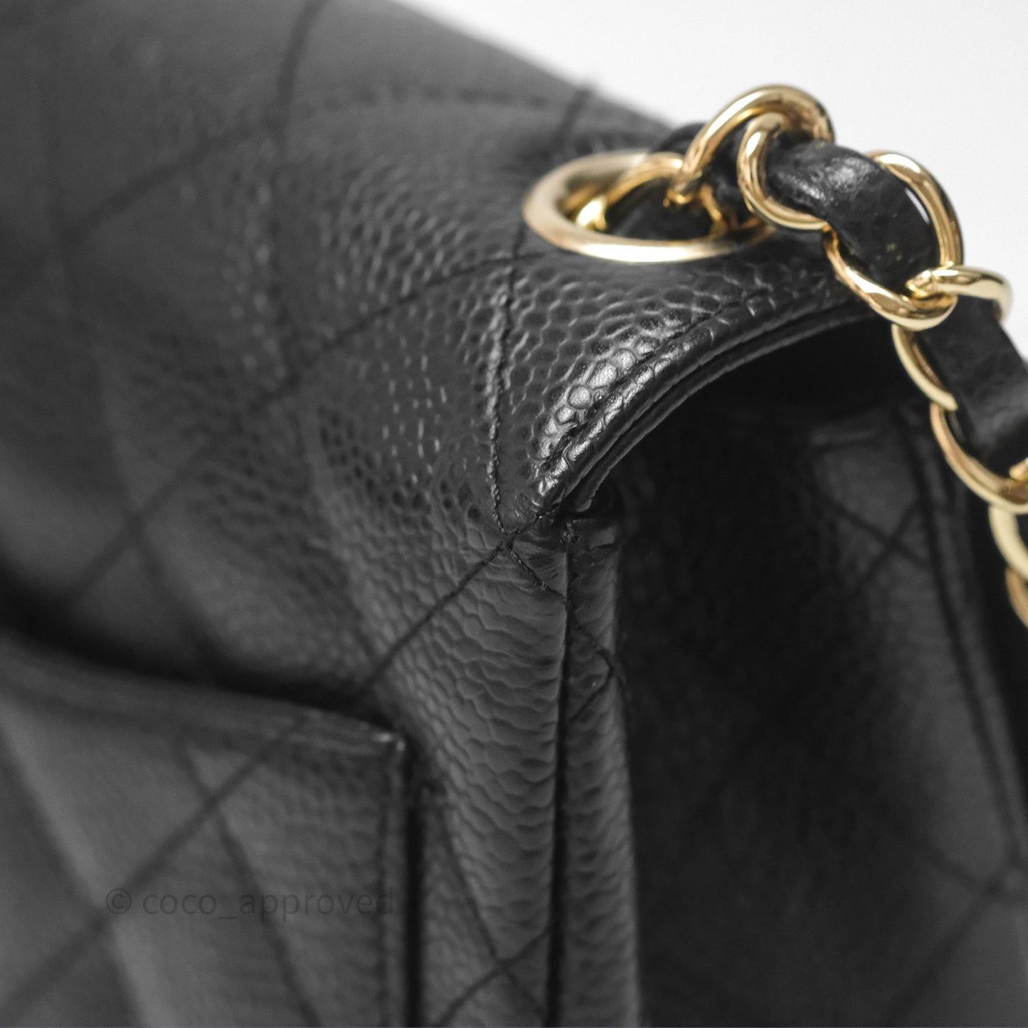 Chanel Vintage Mini Square Flap Quilted Black Caviar 24K Gold Hardware