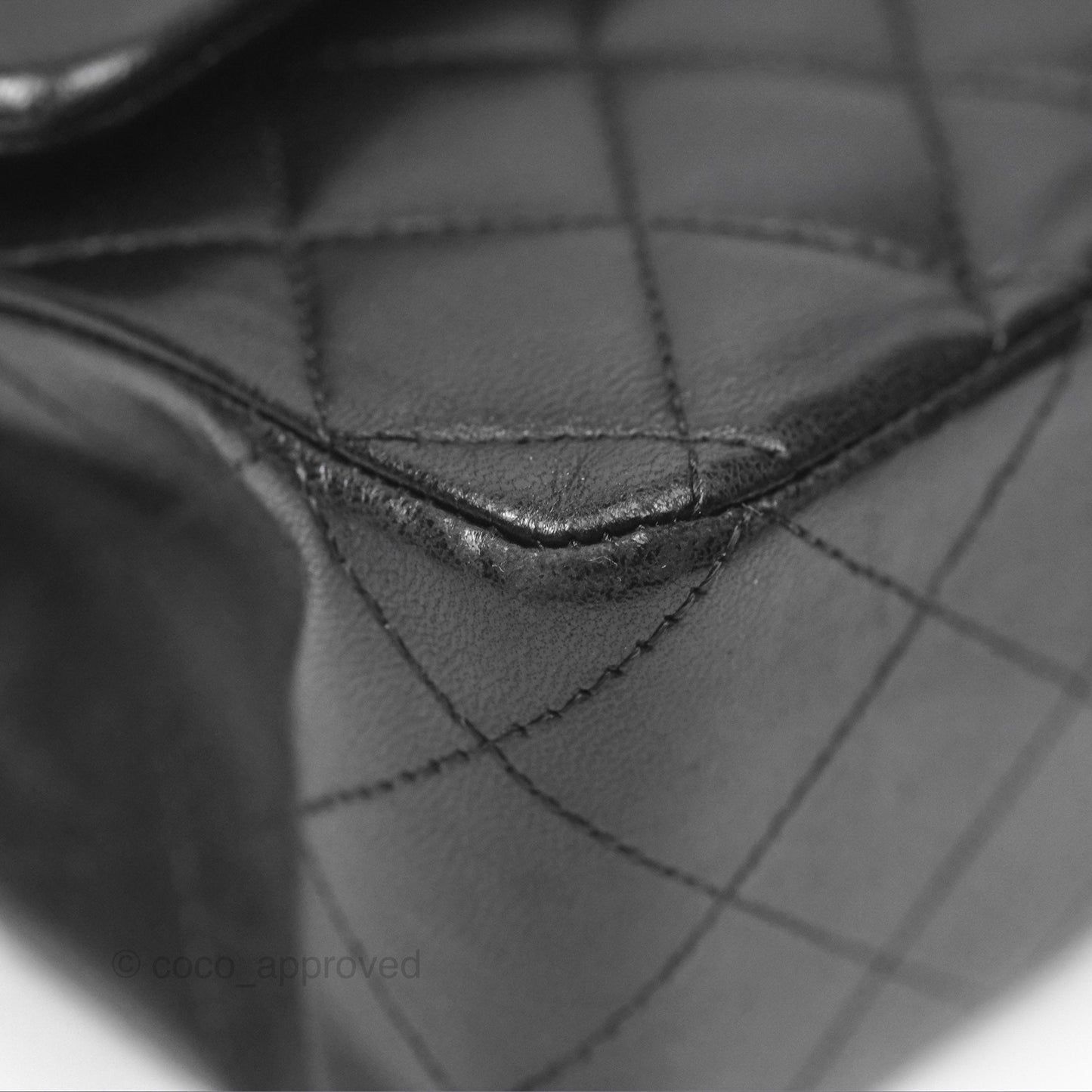 Chanel Classic M/L Medium Flap Quilted Black Lambskin Silver Hardware