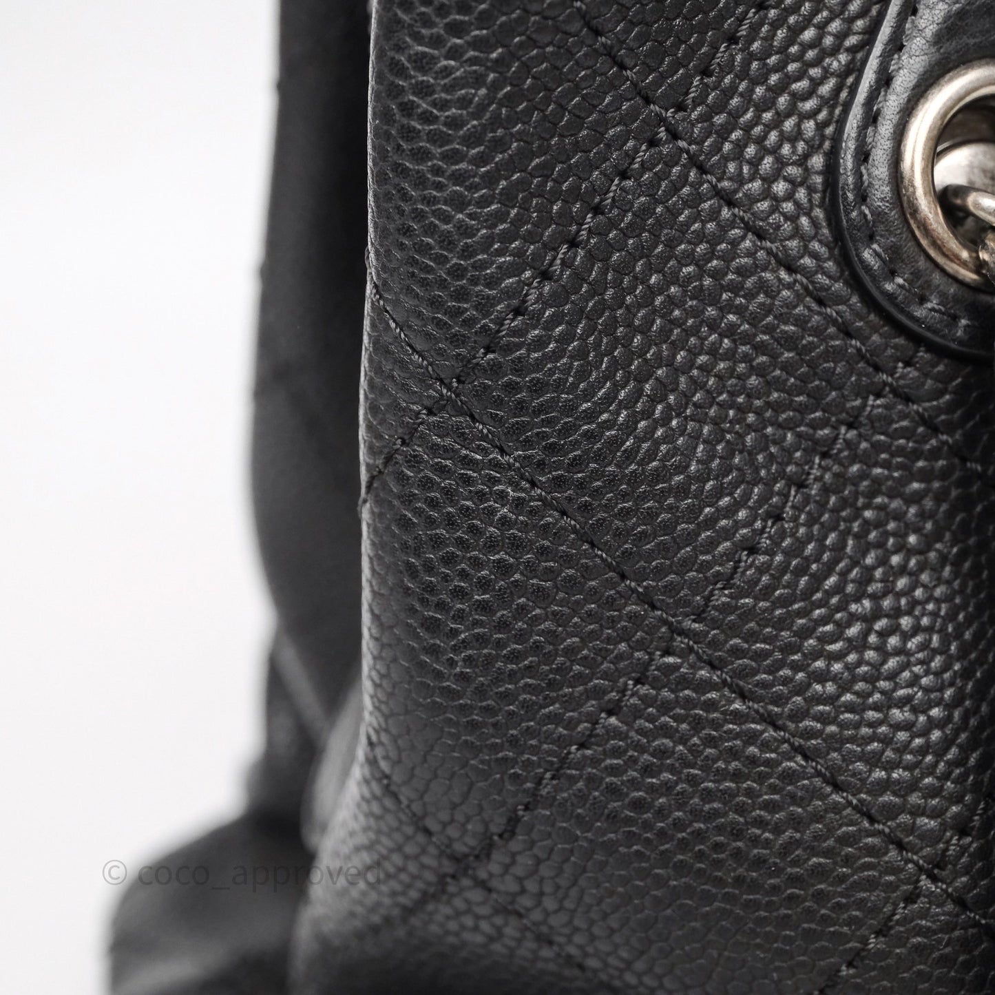 Chanel Quilted Shopping Tote Black Caviar Ruthenium Hardware
