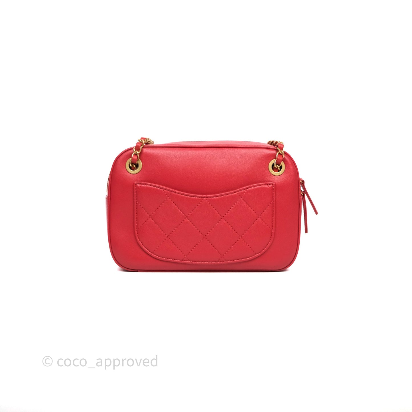 Chanel Infinity Camera Case Red Goatskin Aged Gold Hardware