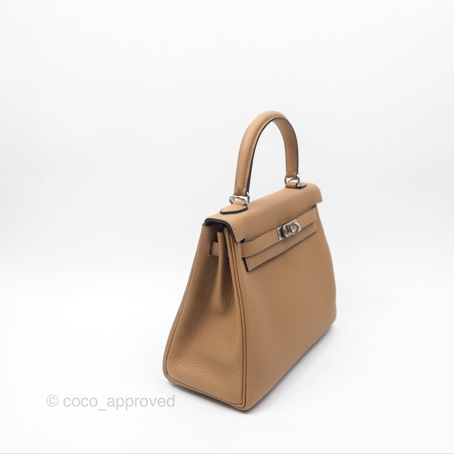 Hermes Kelly 25 Togo Chai 0M Palladium Hardware