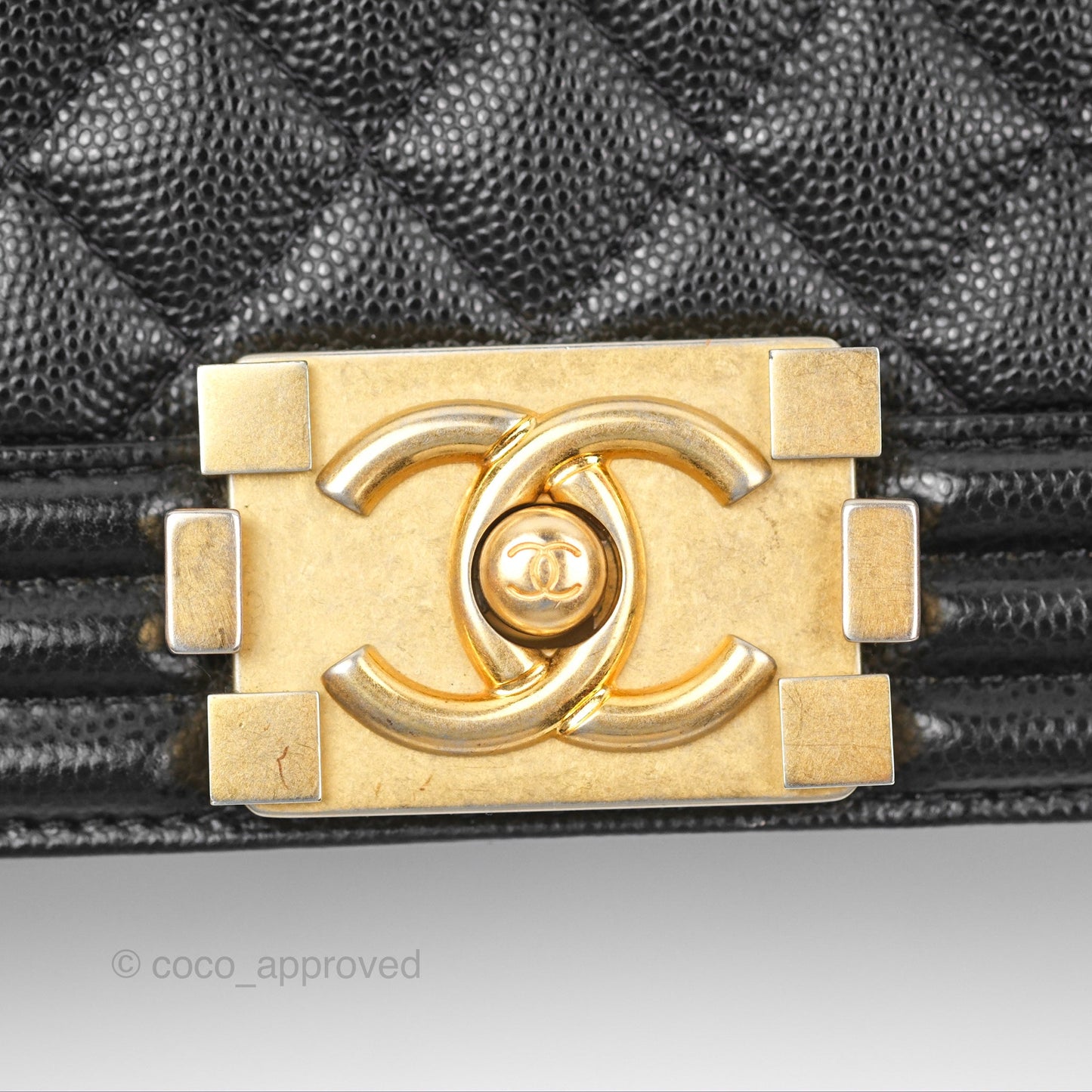 Chanel Quilted Medium Boy Black Caviar Aged Gold Hardware