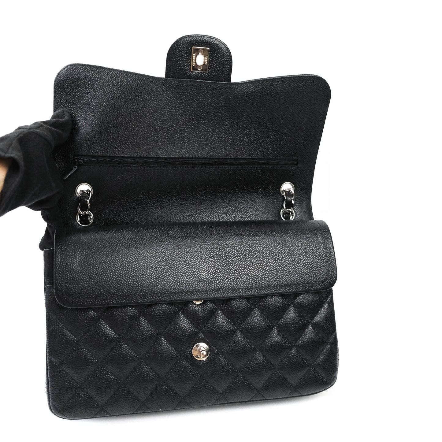 Chanel Jumbo Double Flap Black Caviar Silver Hardware⁣⁣