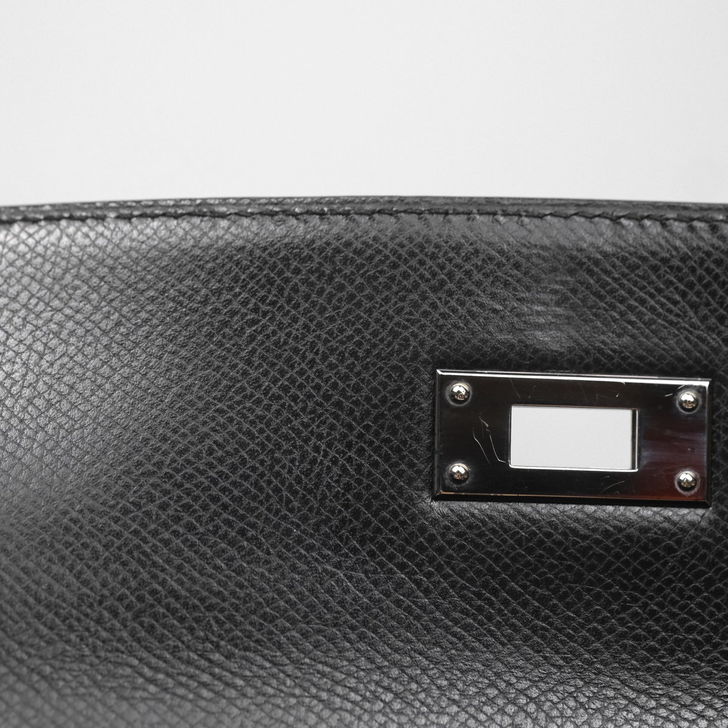 Hermès Vintage Kelly 28 Sellier Noir 89 Courchevel Palladium Hardware