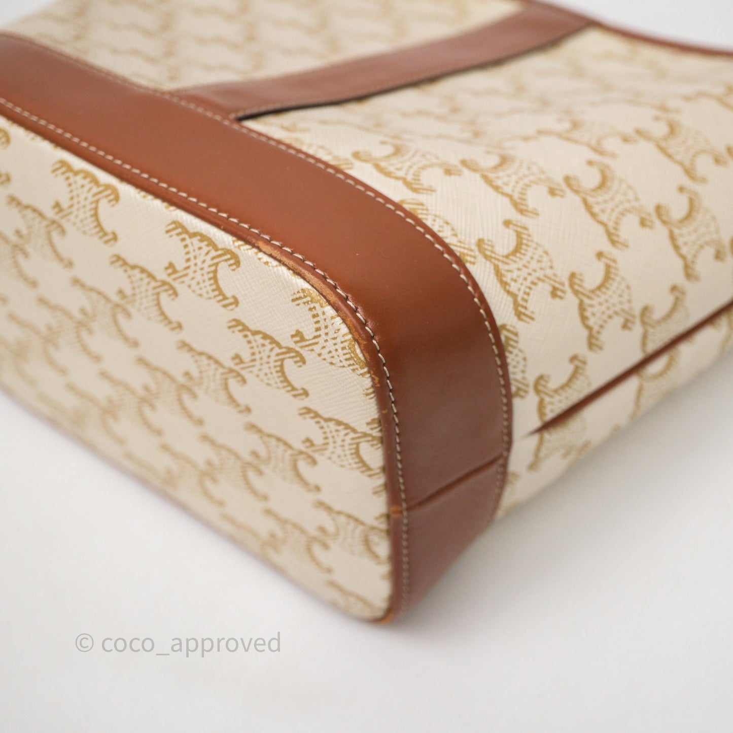 Celine Small Bucket Triomphe Canvas Grege Calfskin