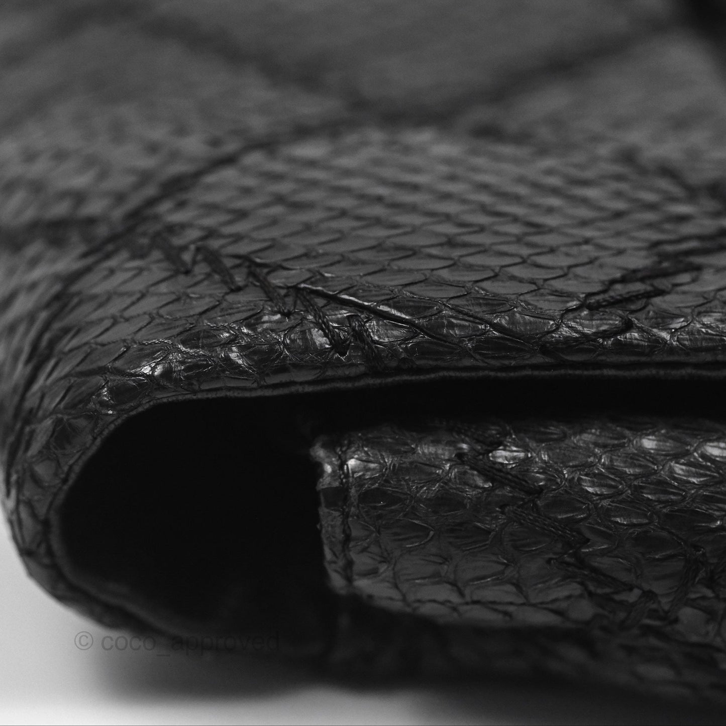 Chanel Quilted Ultimate Stitch Flap Bag Matte Python Black Silver Hardware
