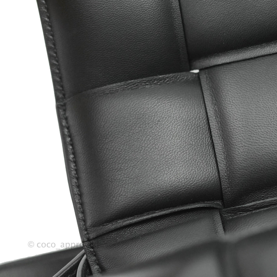 Bottega Veneta Padded Cassette Shoulder Bag Intrecciato Black Lambskin Gold Hardware