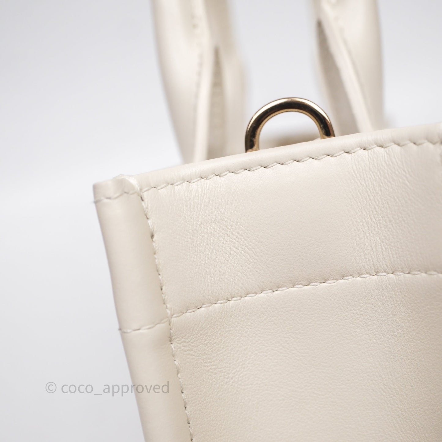 Christian Dior Mini Dior Book Tote Latte Macrocannage Calfskin Gold Hardware