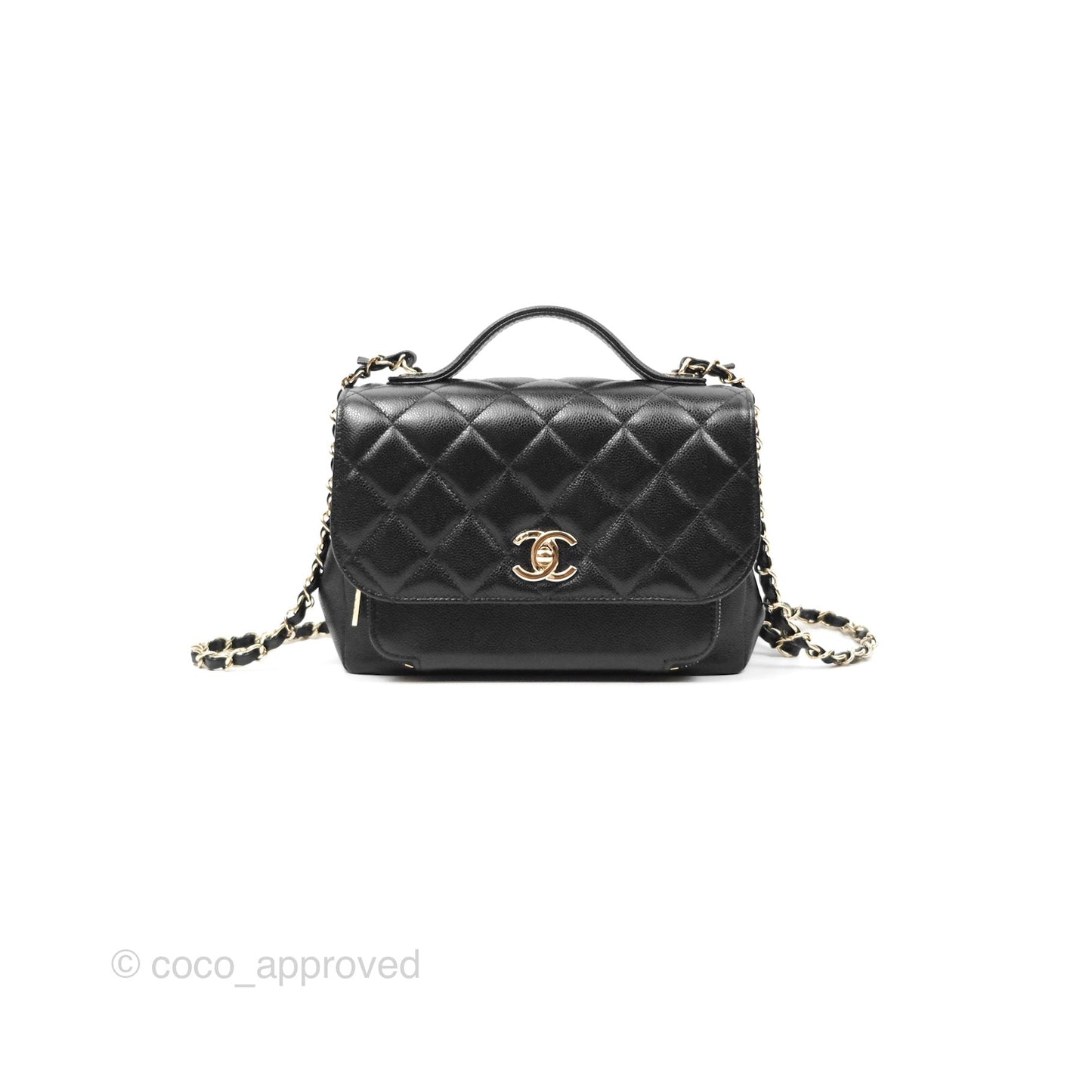 Chanel Quilted Medium Business Affinity Flap Black Caviar Light Gold Hardware