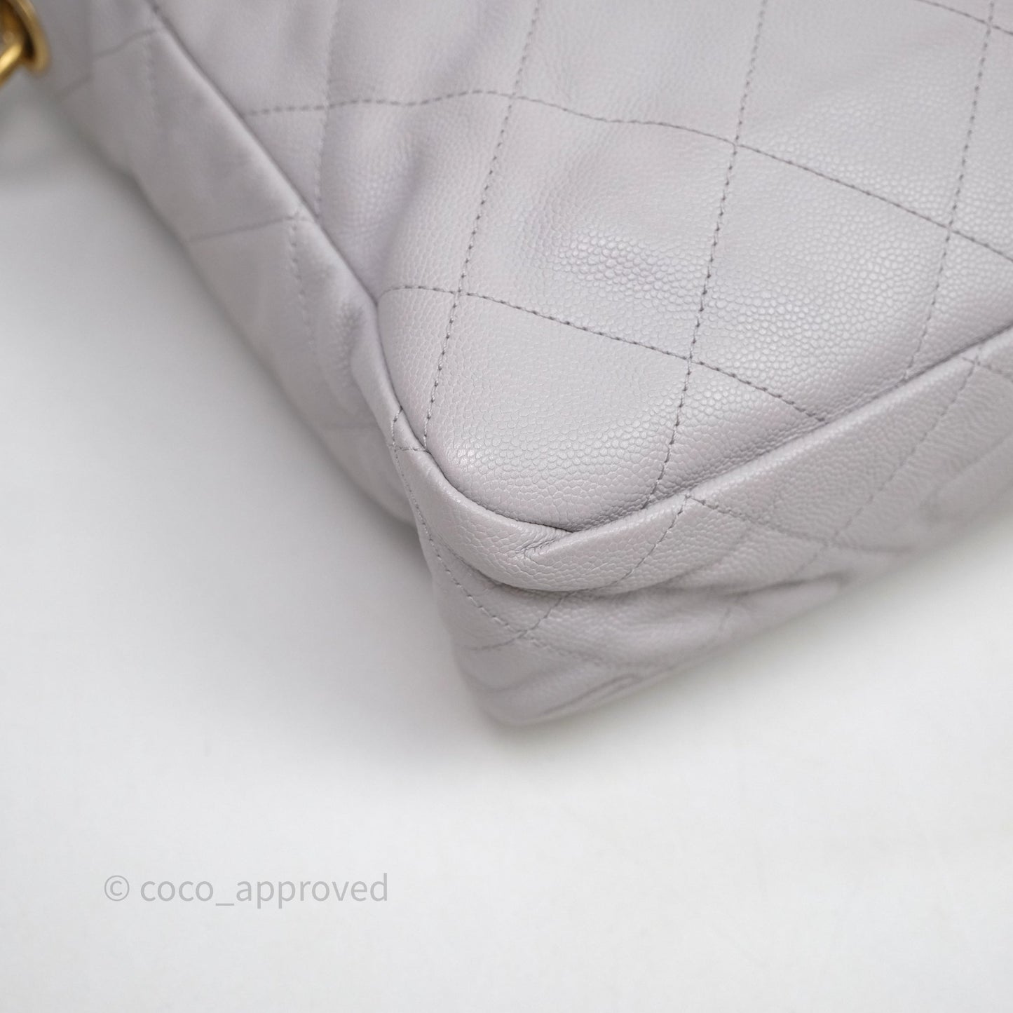 Chanel Double Pocket Hobo Bag Grey Caviar Aged Gold Hardware