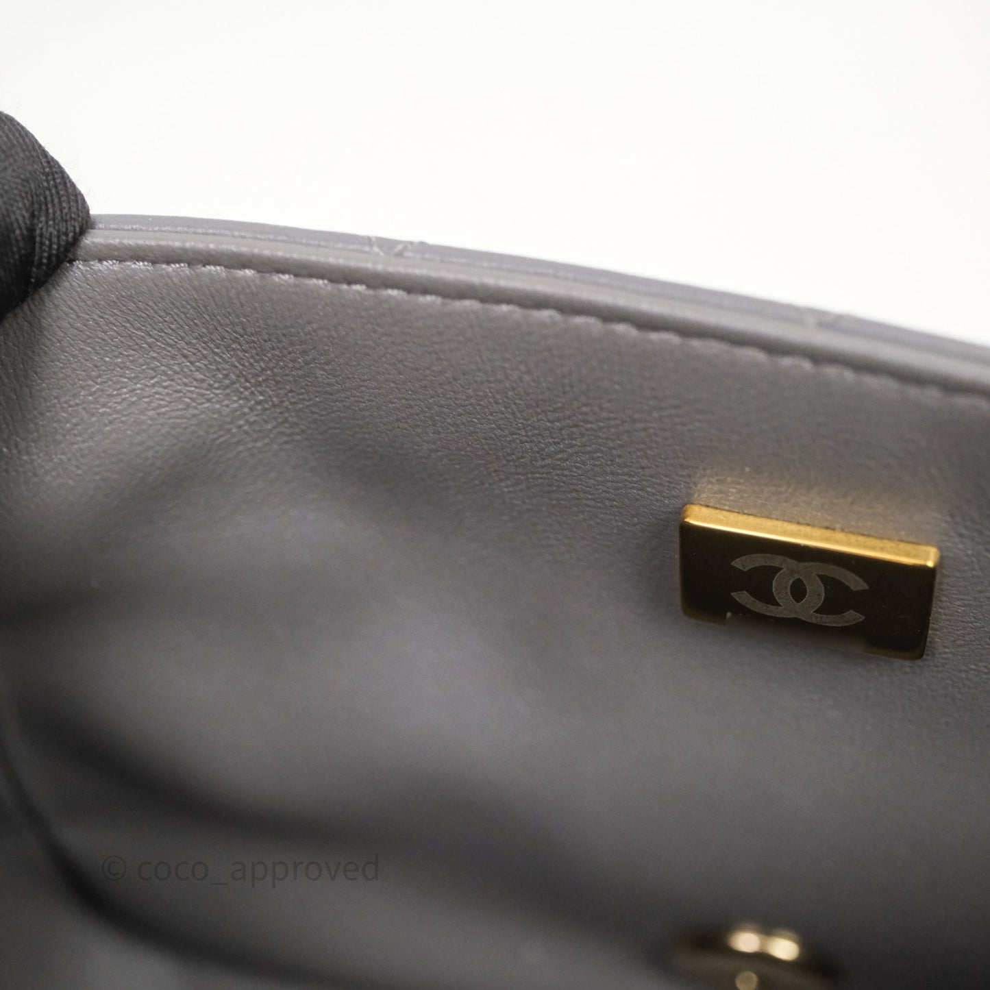 Chanel Mini Square Quilted Grey Lambskin Gold Hardware