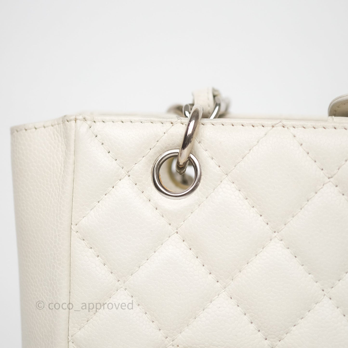 Chanel Vertical GST White Caviar Silver Hardware