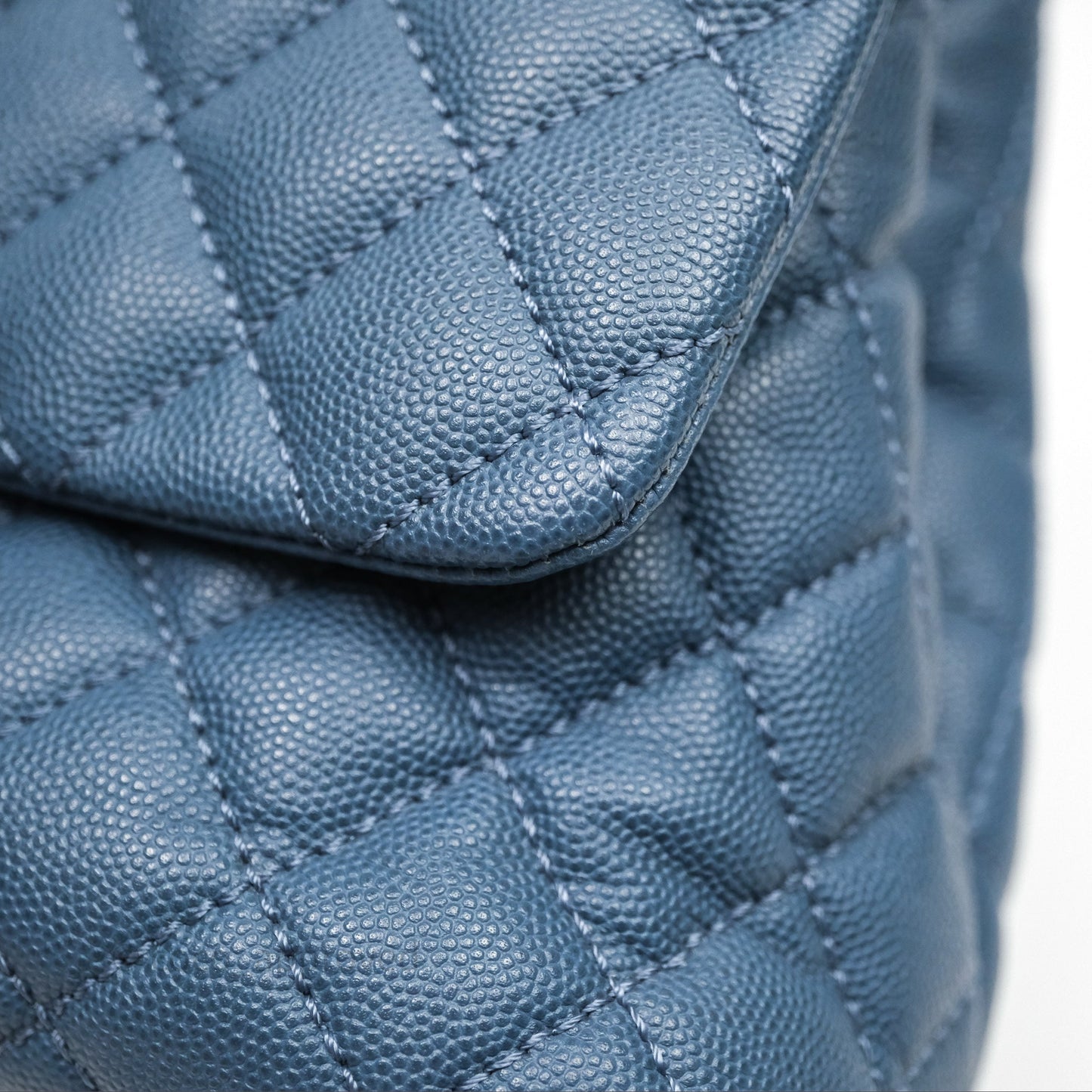 Chanel Medium Coco Handle Quilted Aged Caviar Dark Blue Ruthenium Hardware