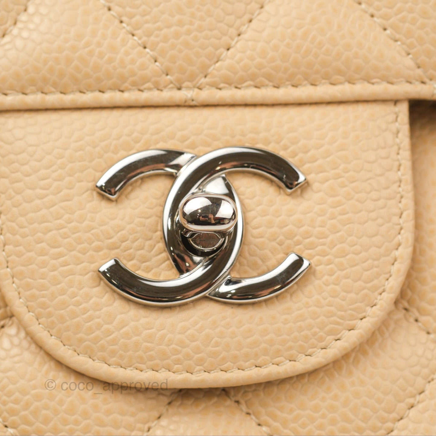 Chanel Jumbo Double Flap Beige Caviar Silver Hardware⁣⁣