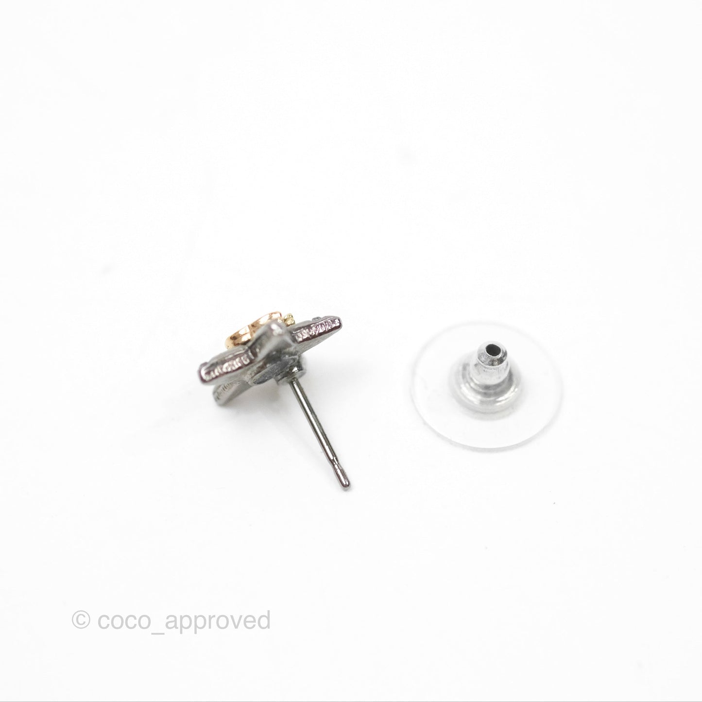 Chanel Gold CC Crystals Star Earrings Gun Metal 21S