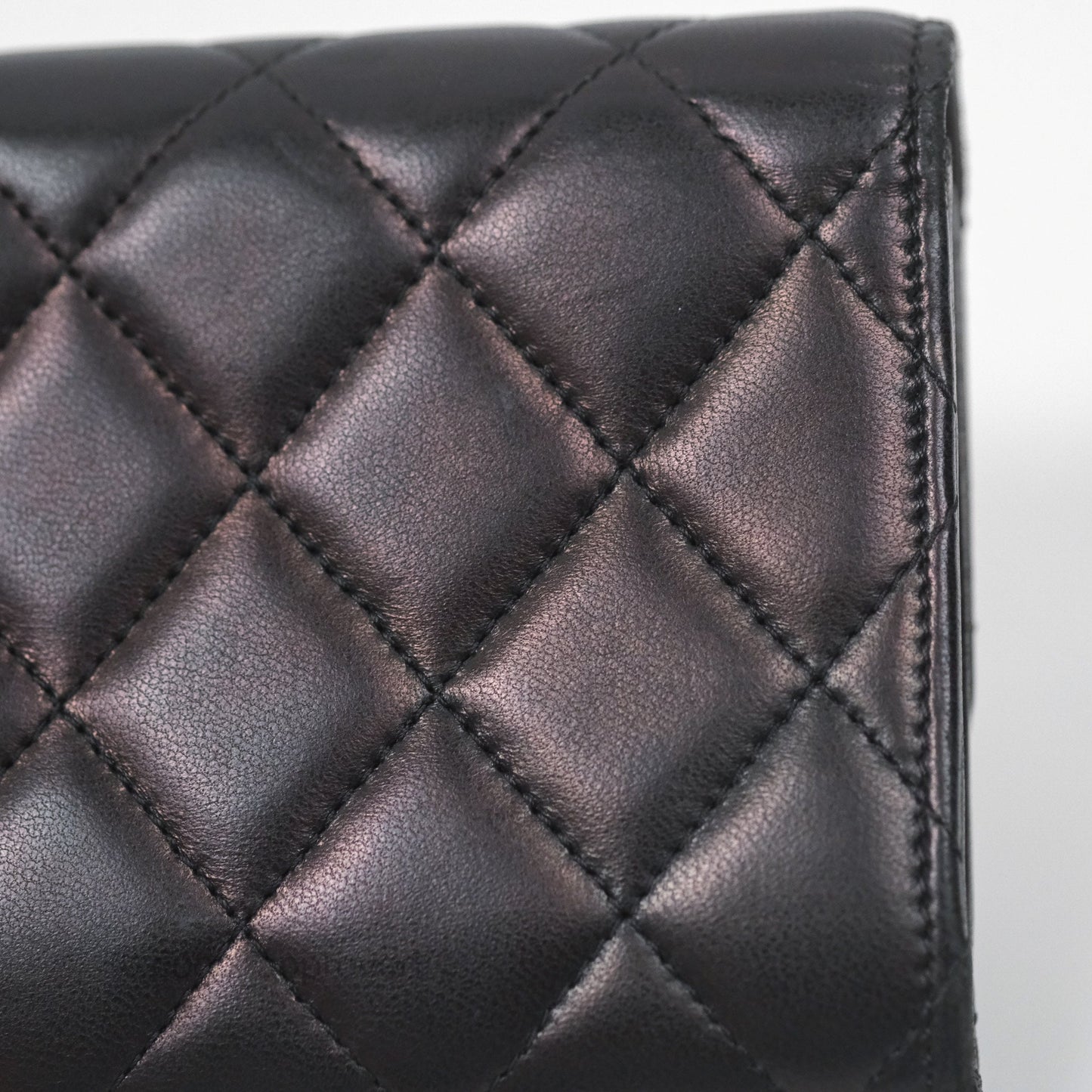 Chanel Quilted Classic Zip Long Wallet Black Lambskin Silver Hardware