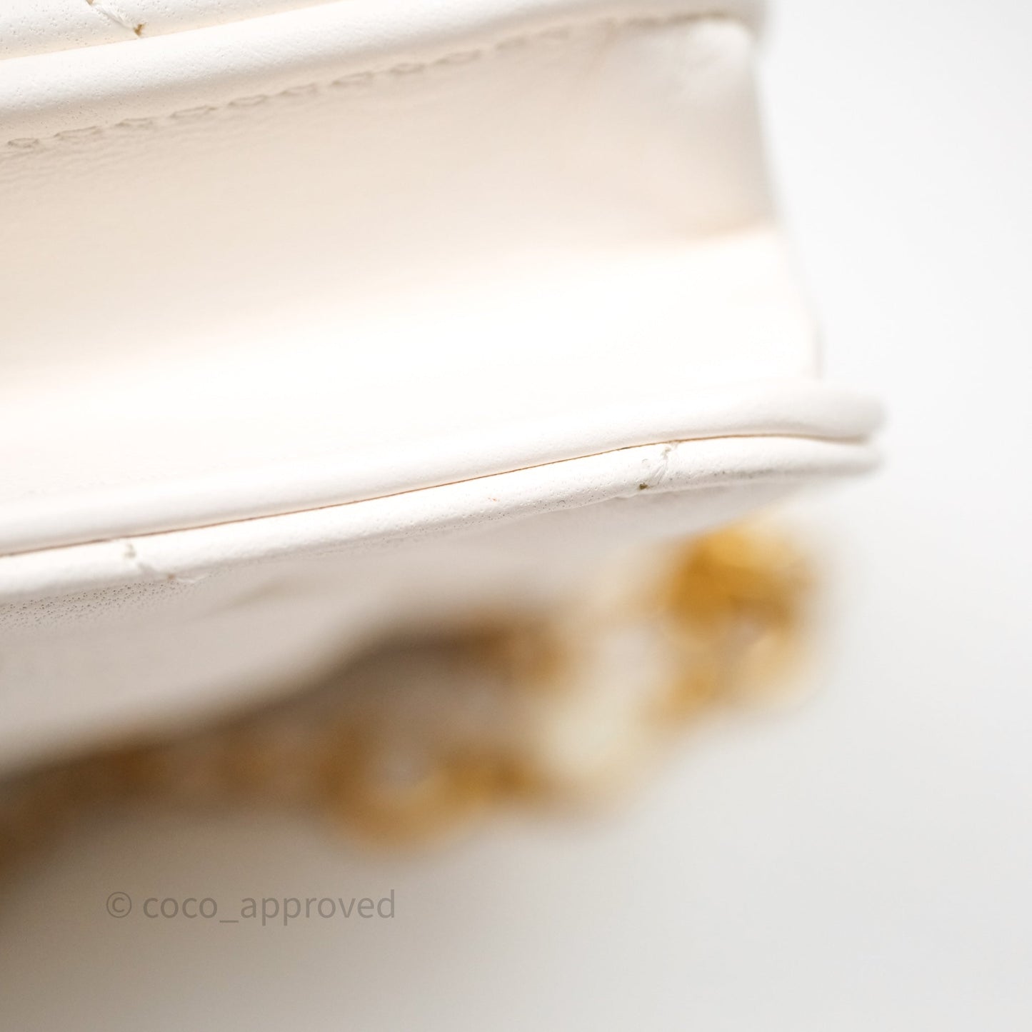 Chanel Coco Heart Chain WOC Ivory White Lambskin Aged Gold Hardware 22K