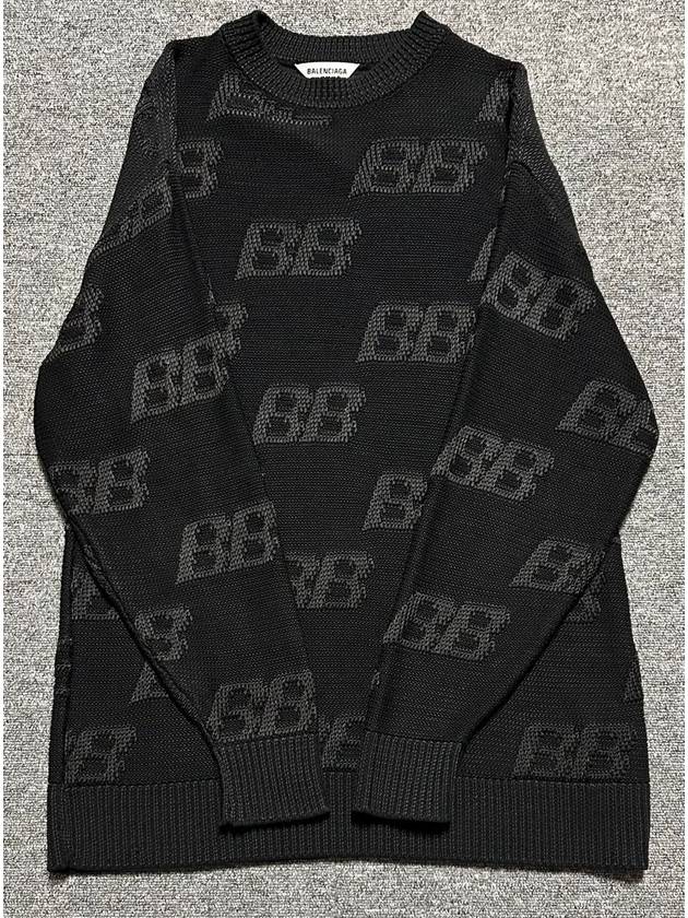 Luxury Balenciaga BB embroidered logo knit
