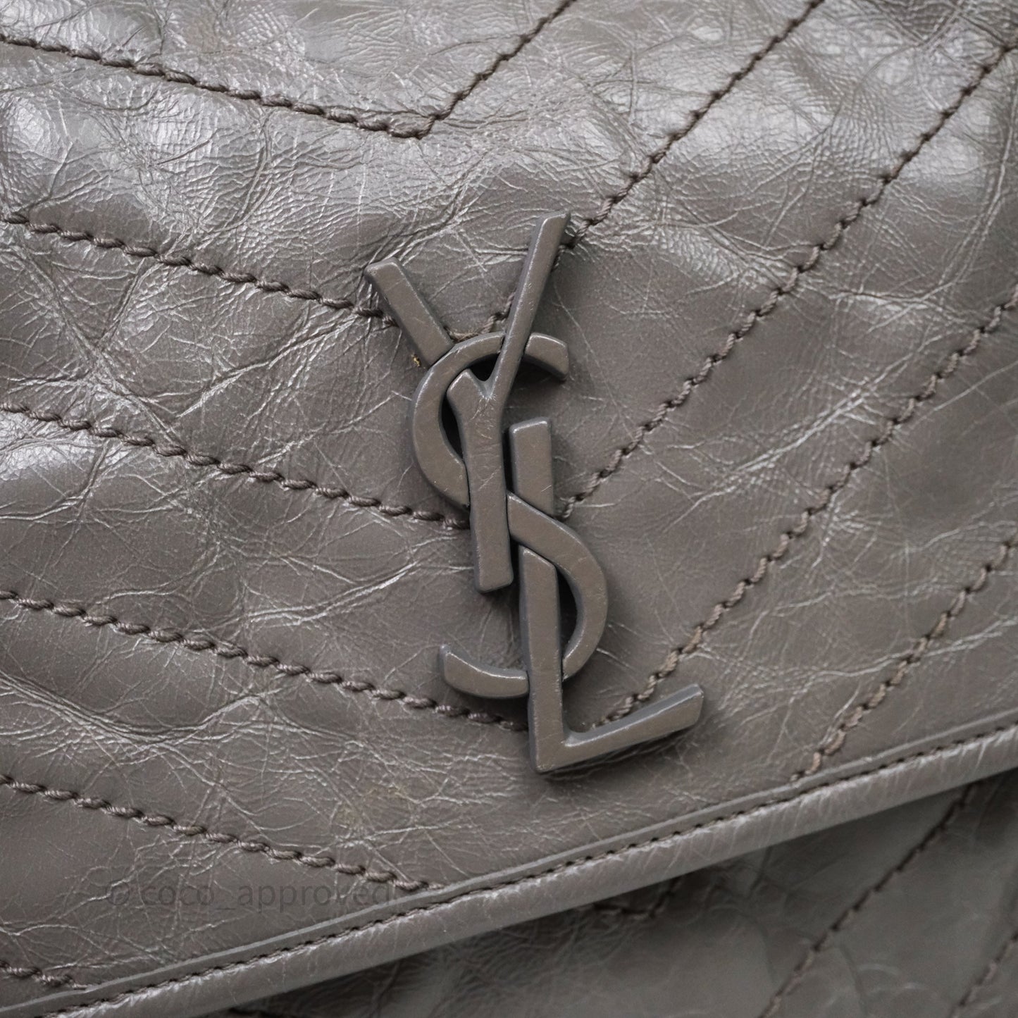 Saint Laurent Medium Niki Chain Bag Crinkled Calfskin Grey