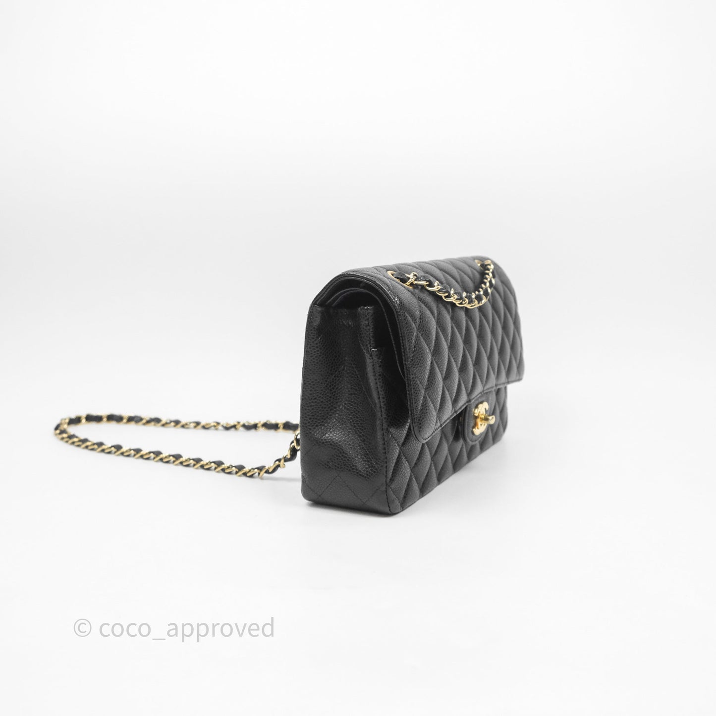 Chanel Classic M/L Medium Flap Quilted Black Caviar Gold Hardware