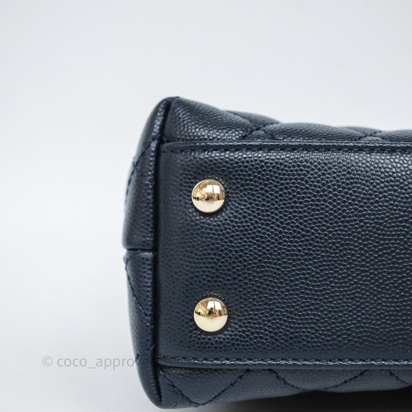 Chanel Small Coco Handle Navy Caviar Light Gold Hardware