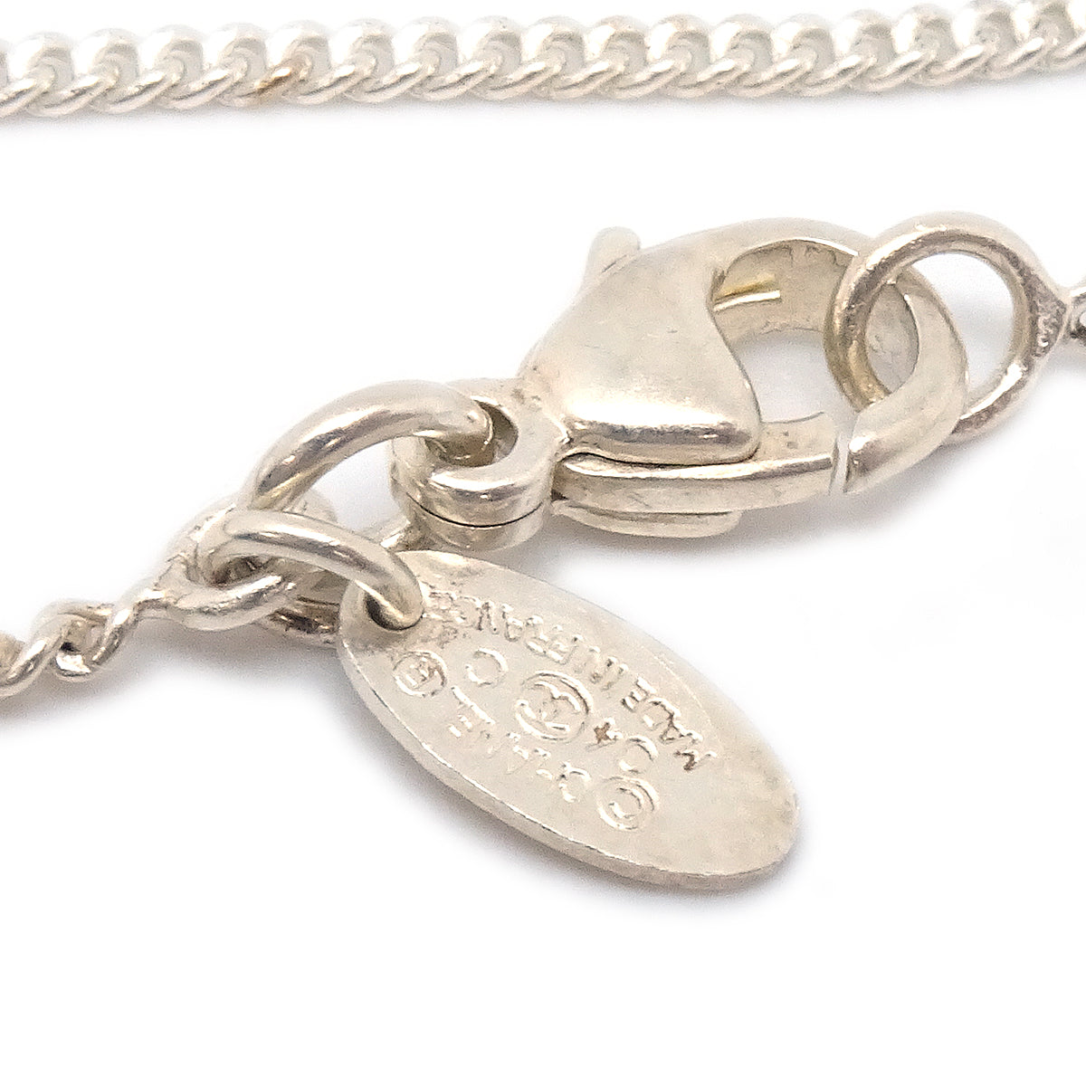 Luxury Chanel 2004 CC Silver Chain Necklace Pink