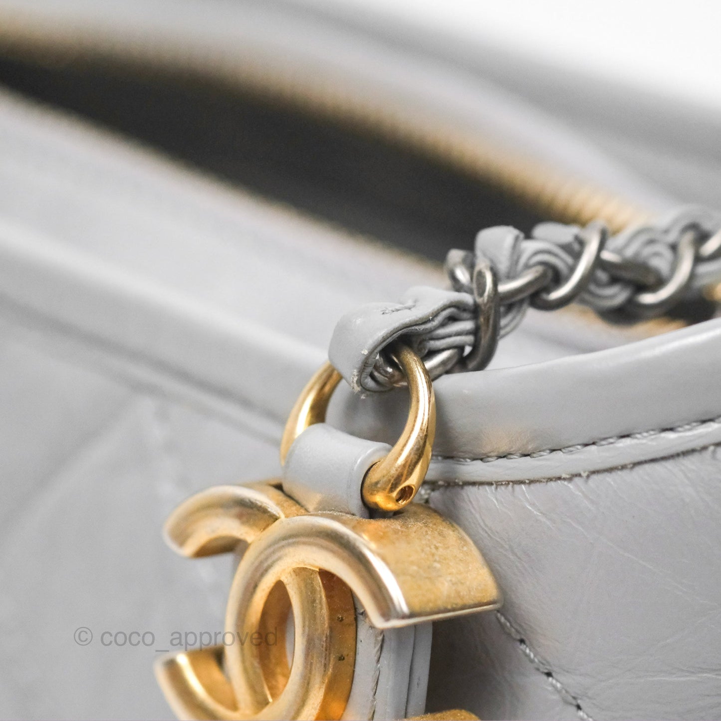 Chanel Small Gabrielle Hobo Quilted Grey Aged Calfskin