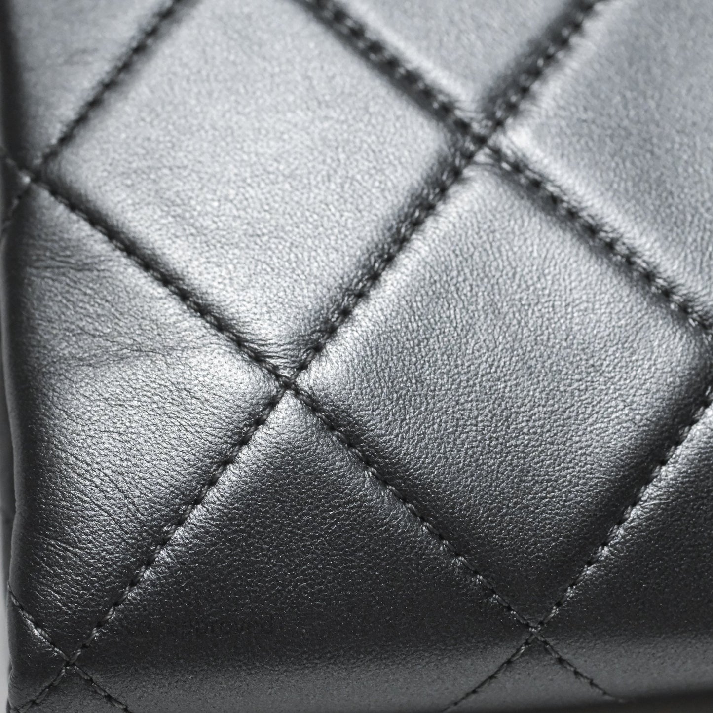Chanel Clutch with Chain Metallic Dark Grey Silver Hardware