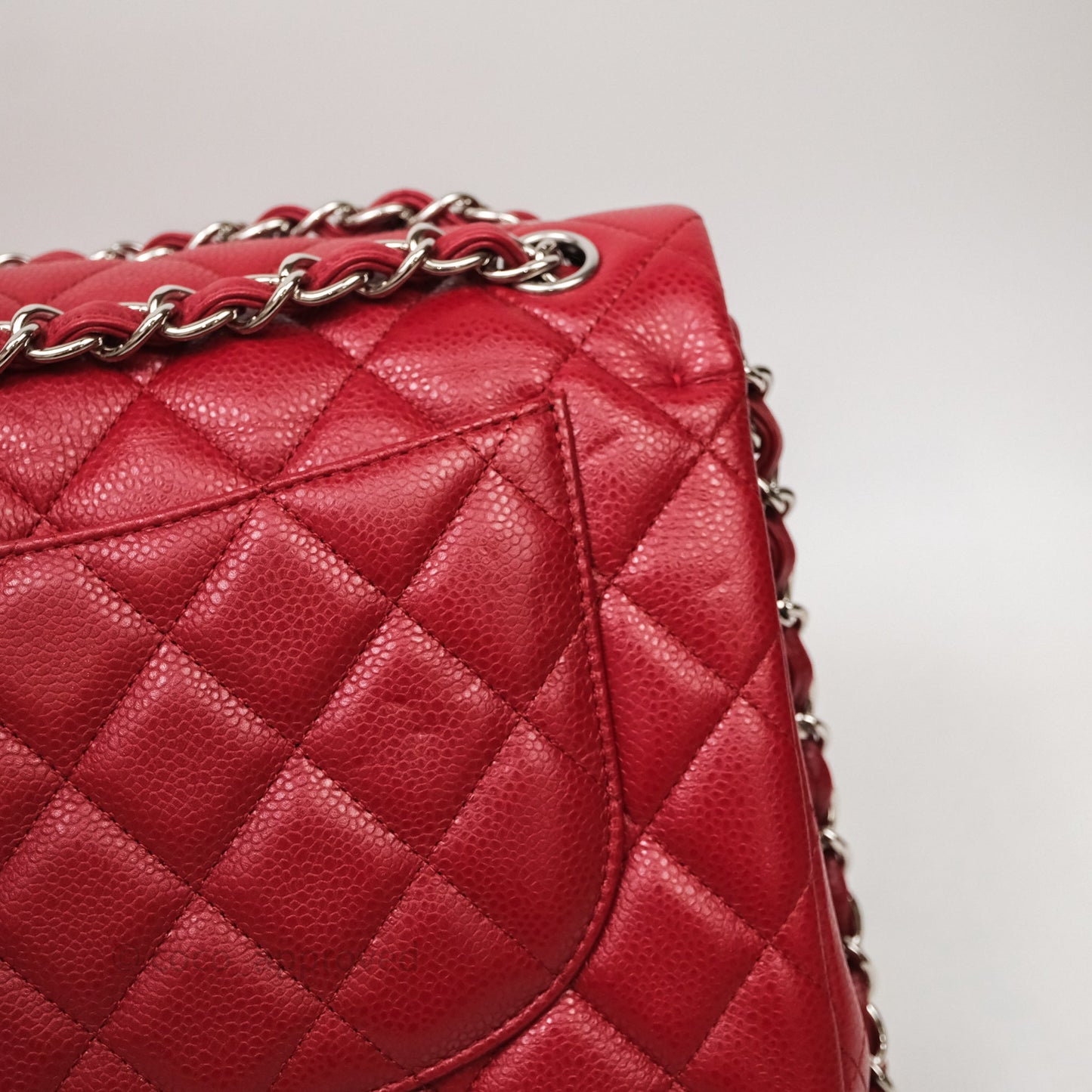 Chanel Jumbo Double Flap Red Caviar Silver Hardware⁣⁣