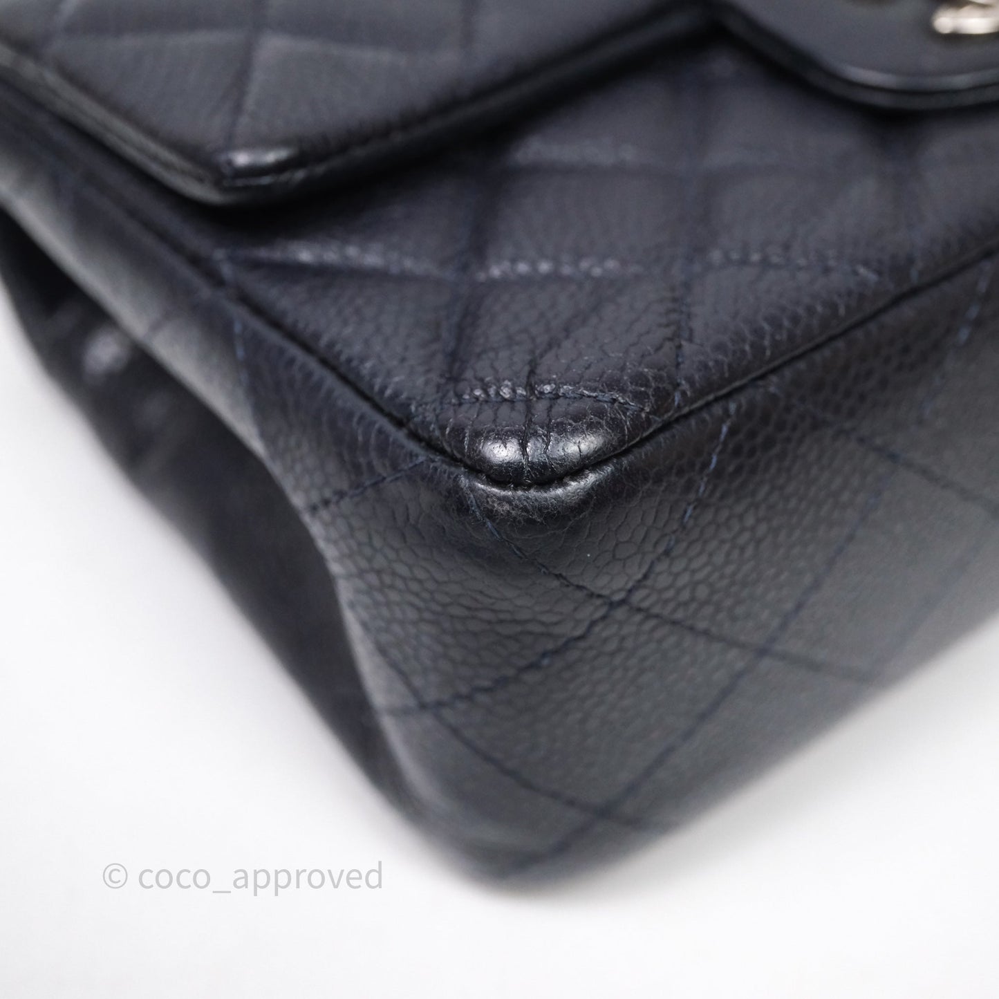 Chanel Mini Rectangular Quilted Dark Navy Caviar Silver Hardware