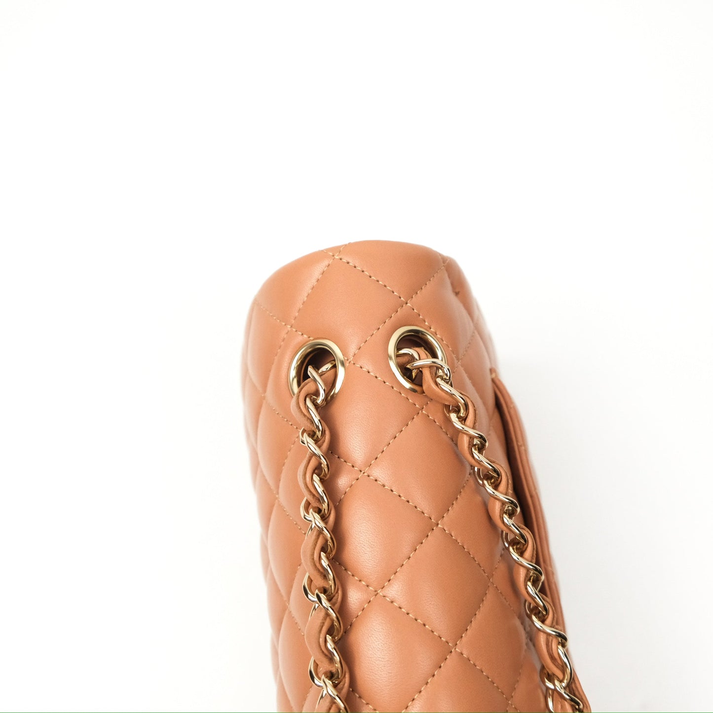 Chanel Small Quilted Classic Flap Dark Caramel Beige Lambskin Gold Hardware
